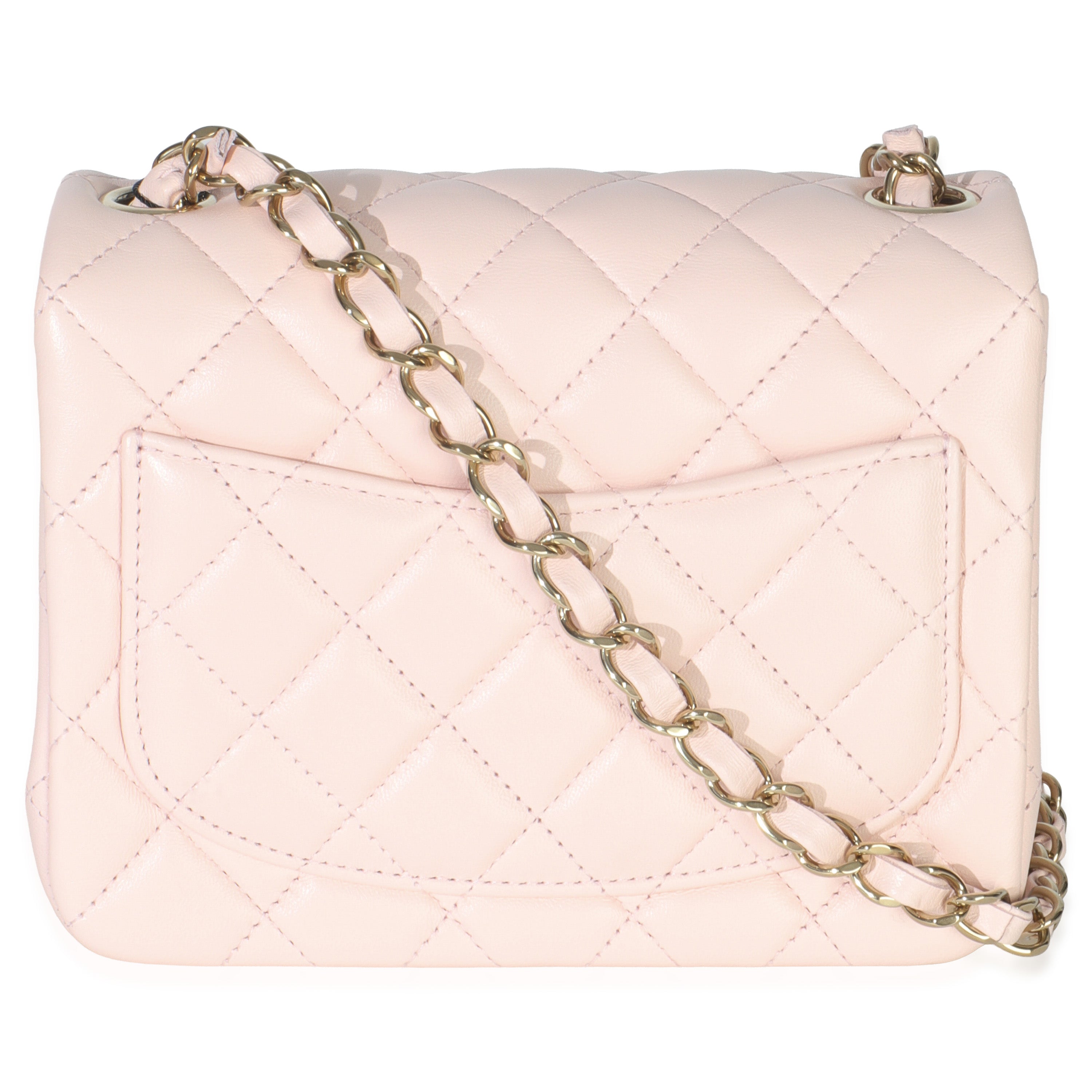 Pink Quilted Lambskin Mini Square Flap Bag
