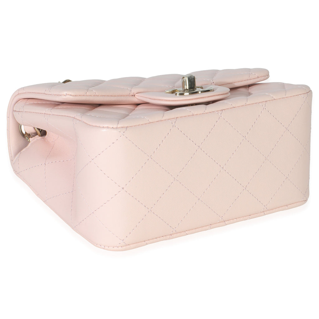 Pink Quilted Lambskin Mini Square Flap Bag