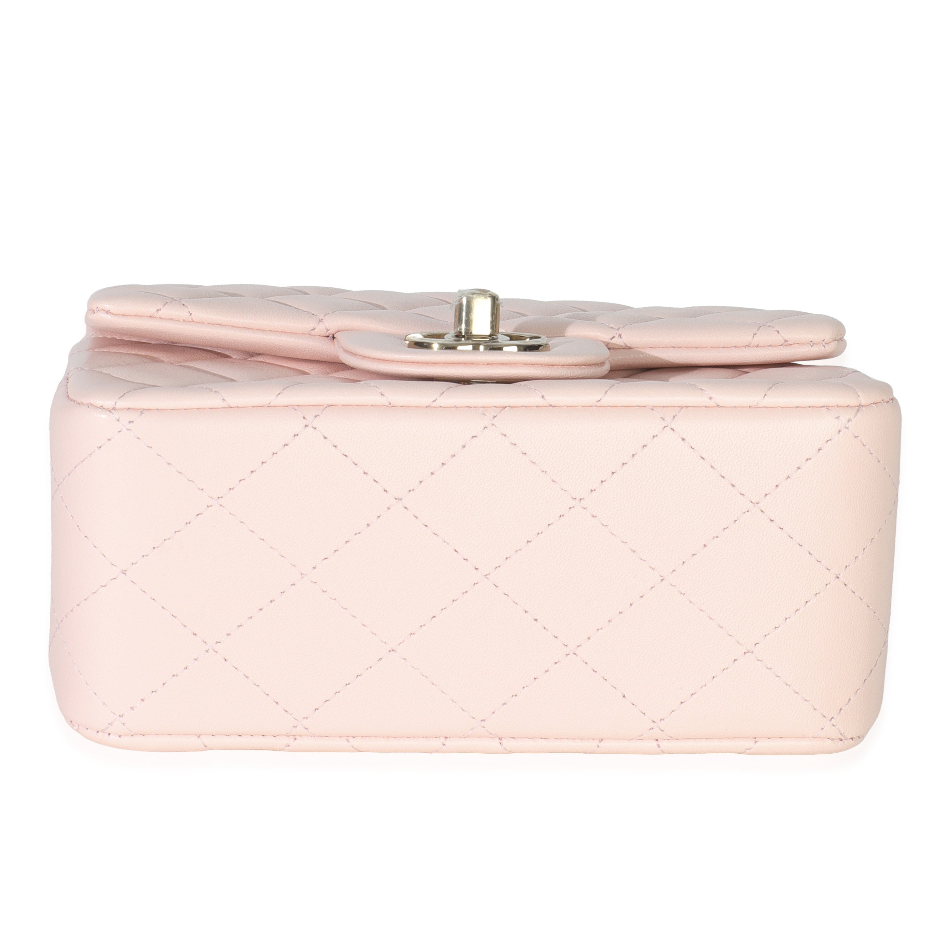 Pink Quilted Lambskin Mini Square Flap Bag