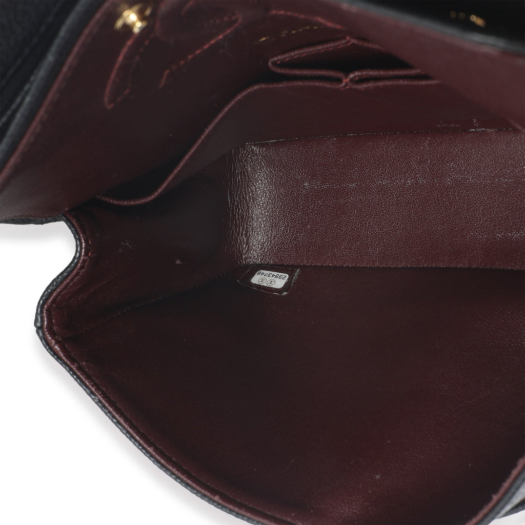 Black Quilted Caviar Small Classic Double Flap Bag