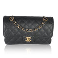 Black Quilted Caviar Small Classic Double Flap Bag