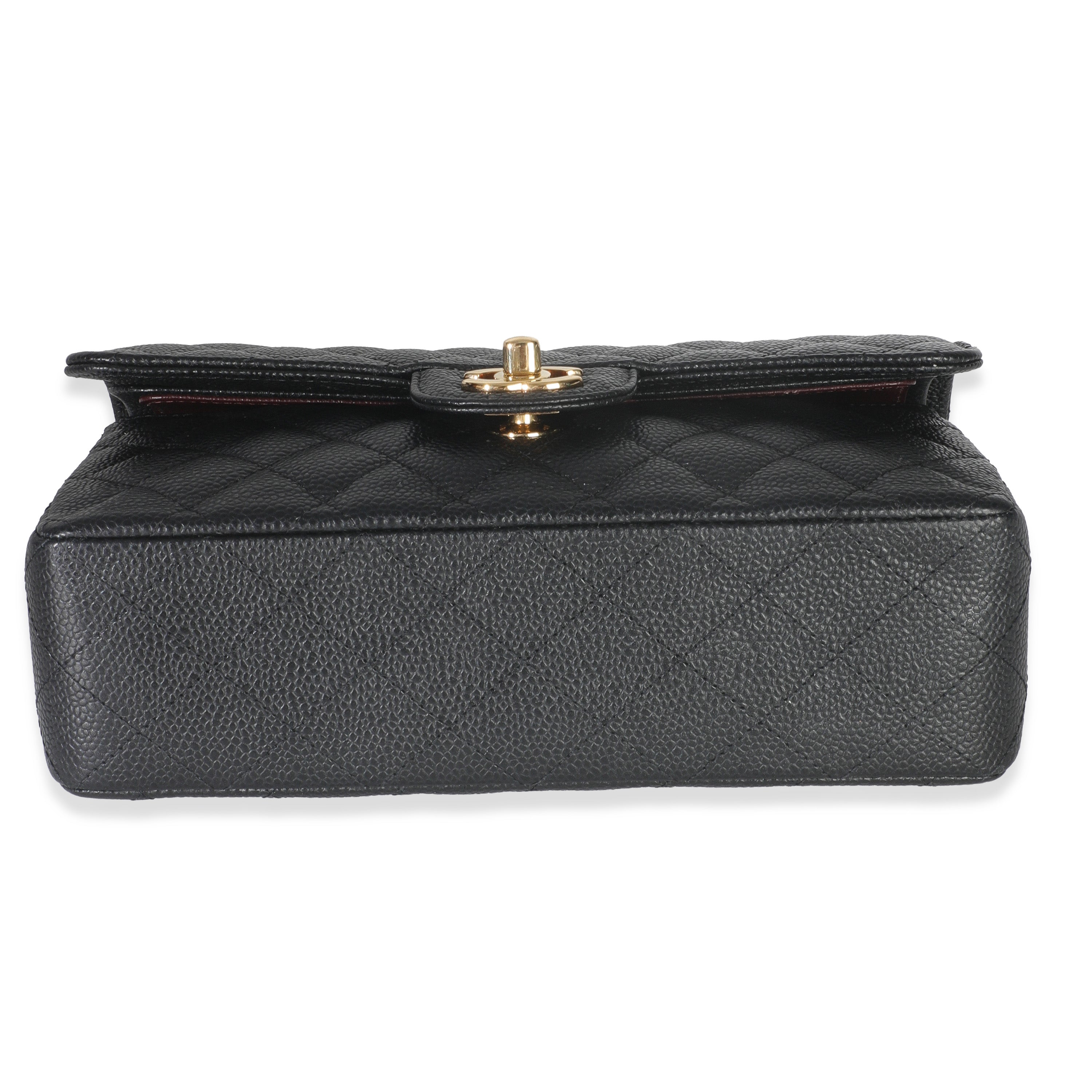 Black Quilted Caviar Small Classic Double Flap Bag