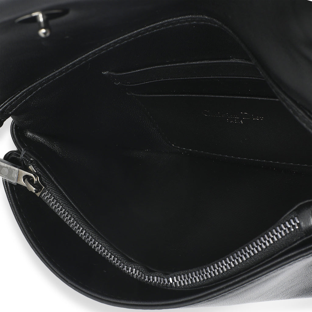 Black Puffy Calfskin Macrocannage Mini Caro Bag