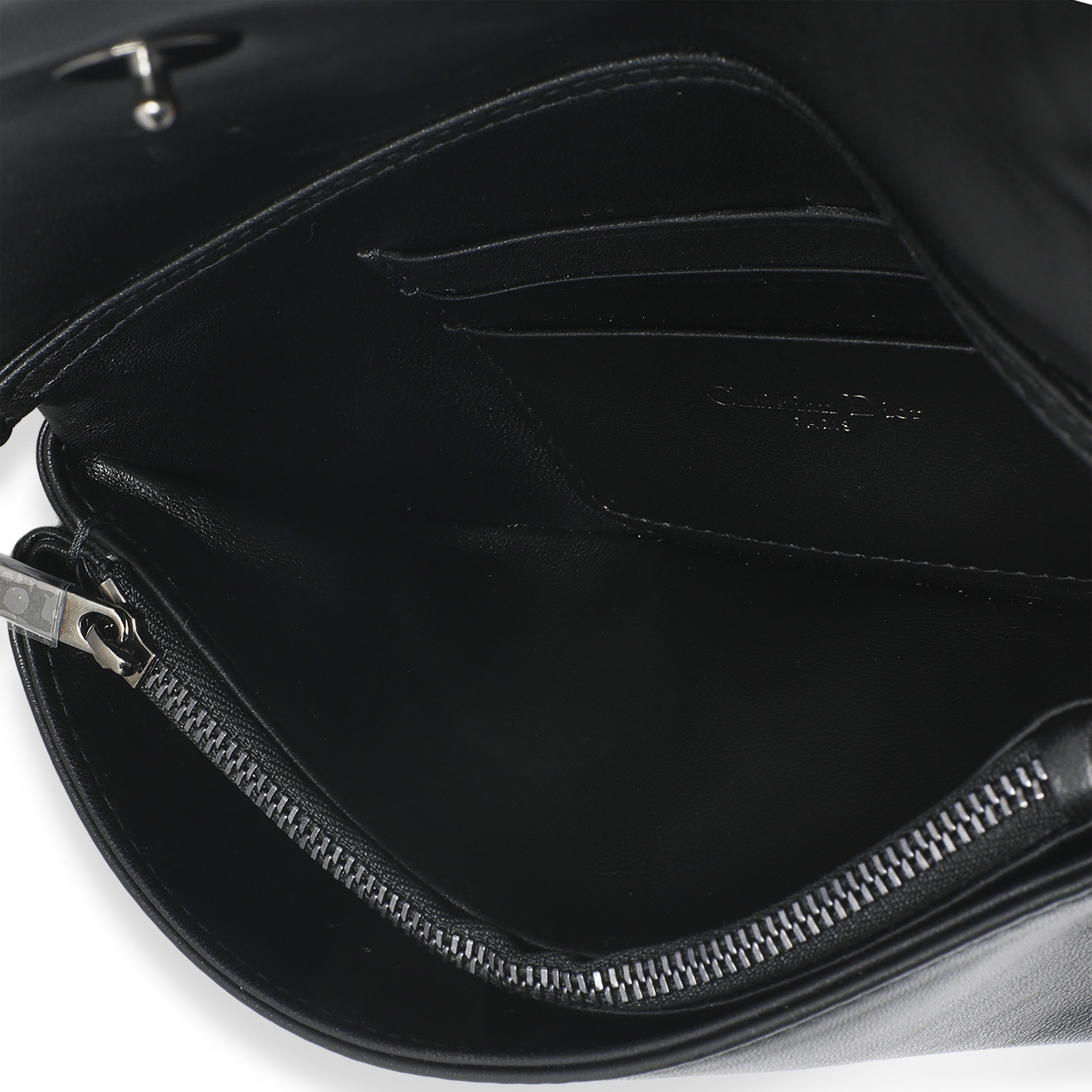 Black Puffy Calfskin Macrocannage Mini Caro Bag