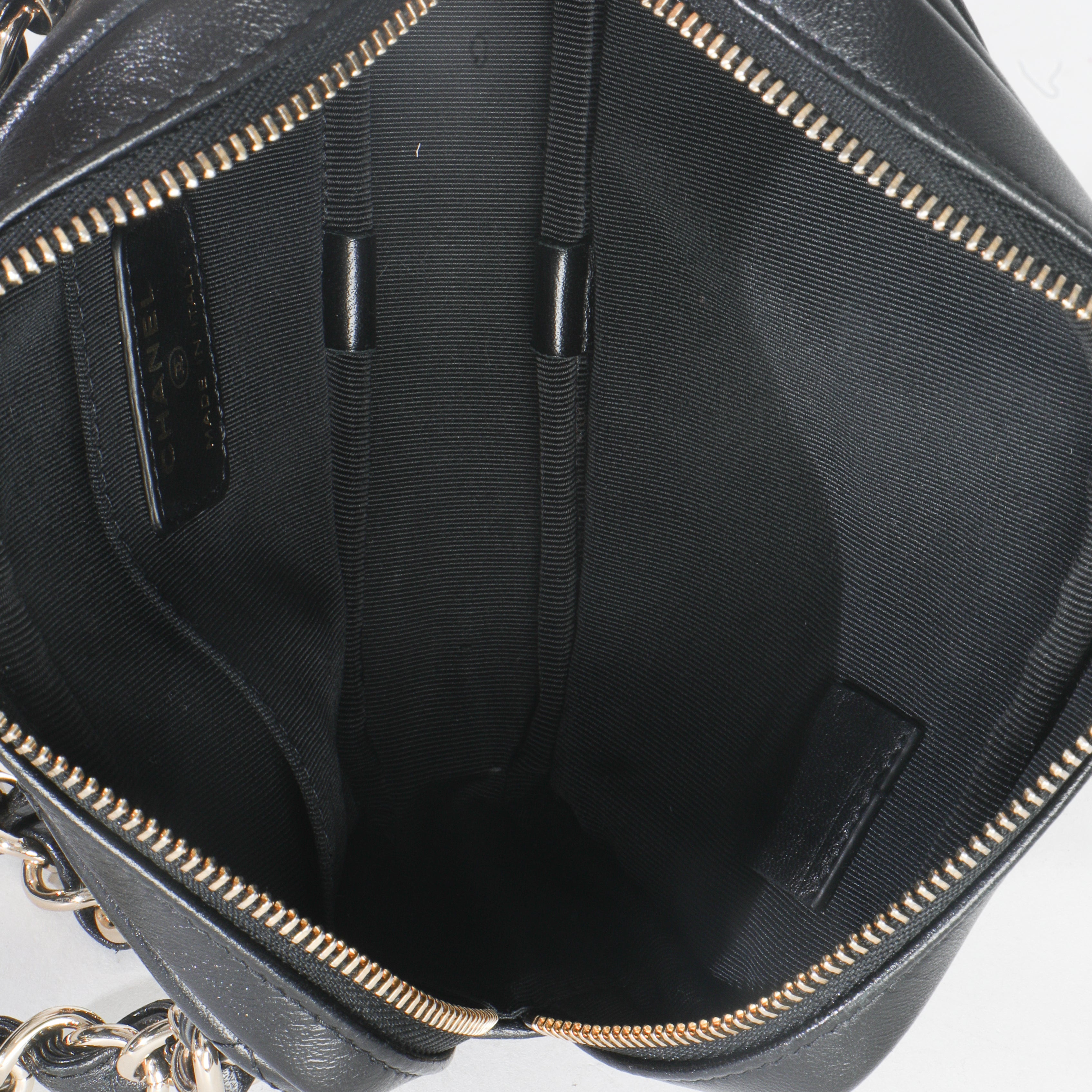 Black Quilted Lambskin Front Pocket Belt Bag