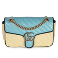 Blue Yellow Calfskin Matelasse Diagonal Torchon Small GG Marmont Bag