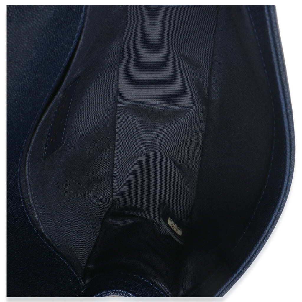 Navy Quilted Caviar Old Medium Boy Handbag