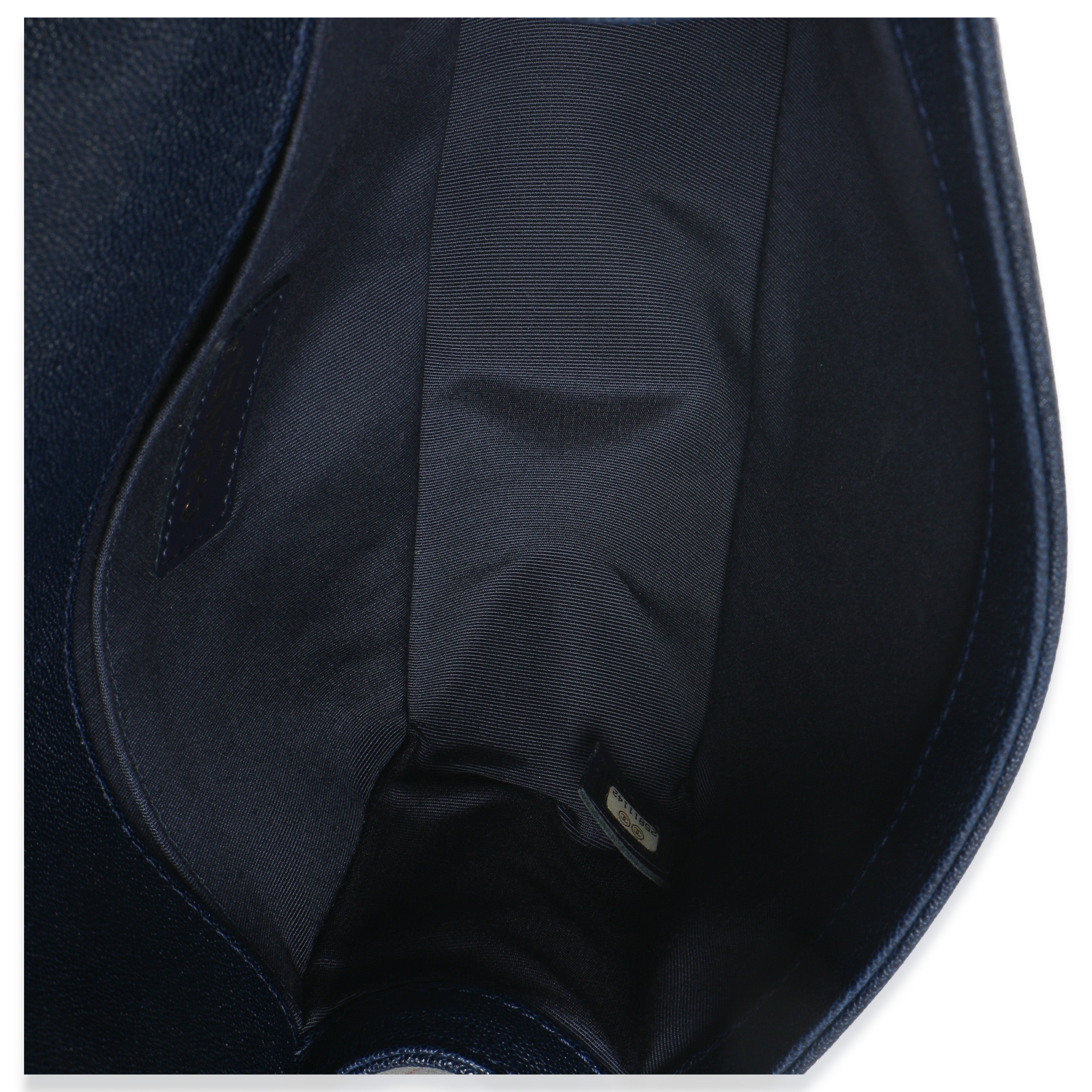 Navy Quilted Caviar Old Medium Boy Handbag