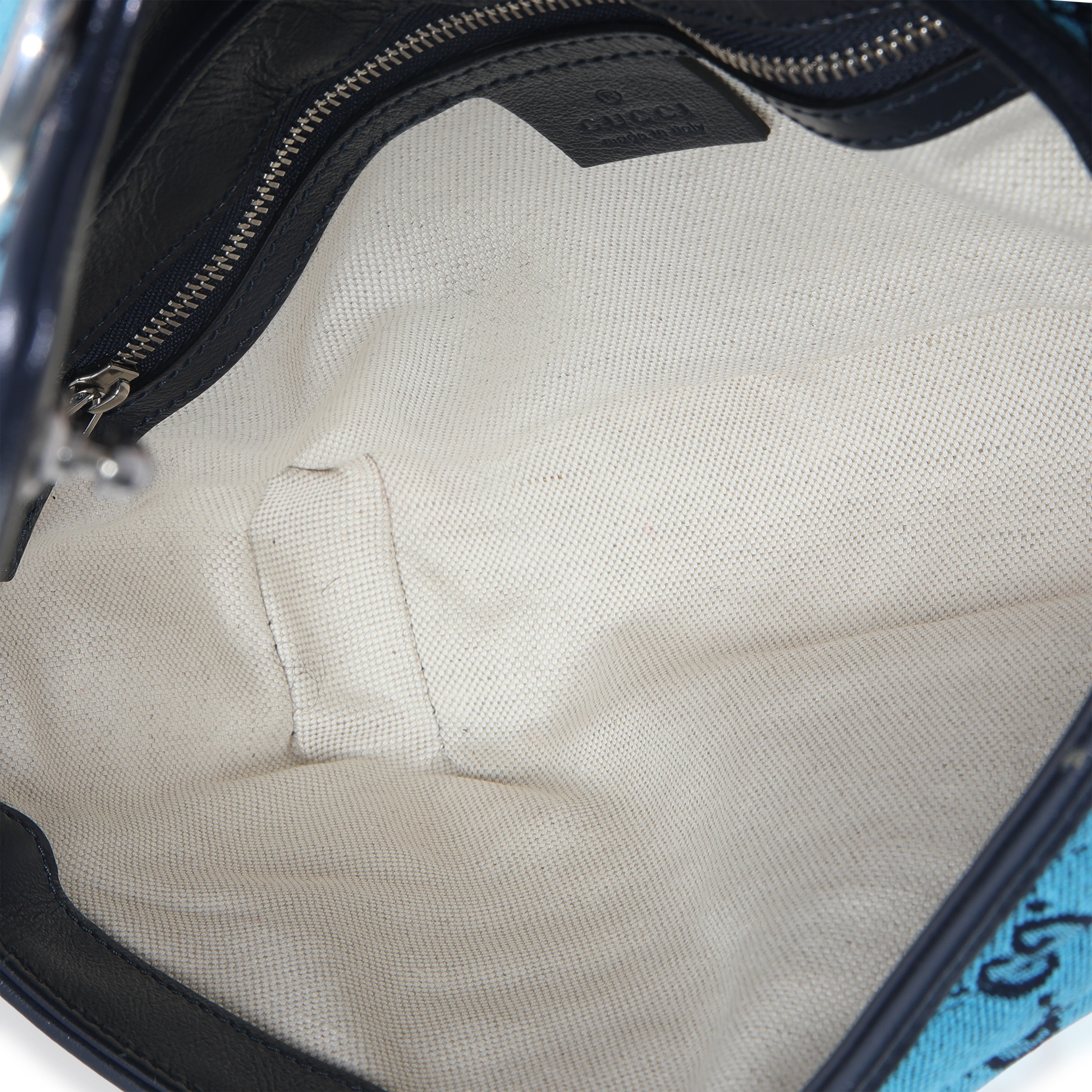 Blue GG Canvas Diagonal Small GG Marmont Bag
