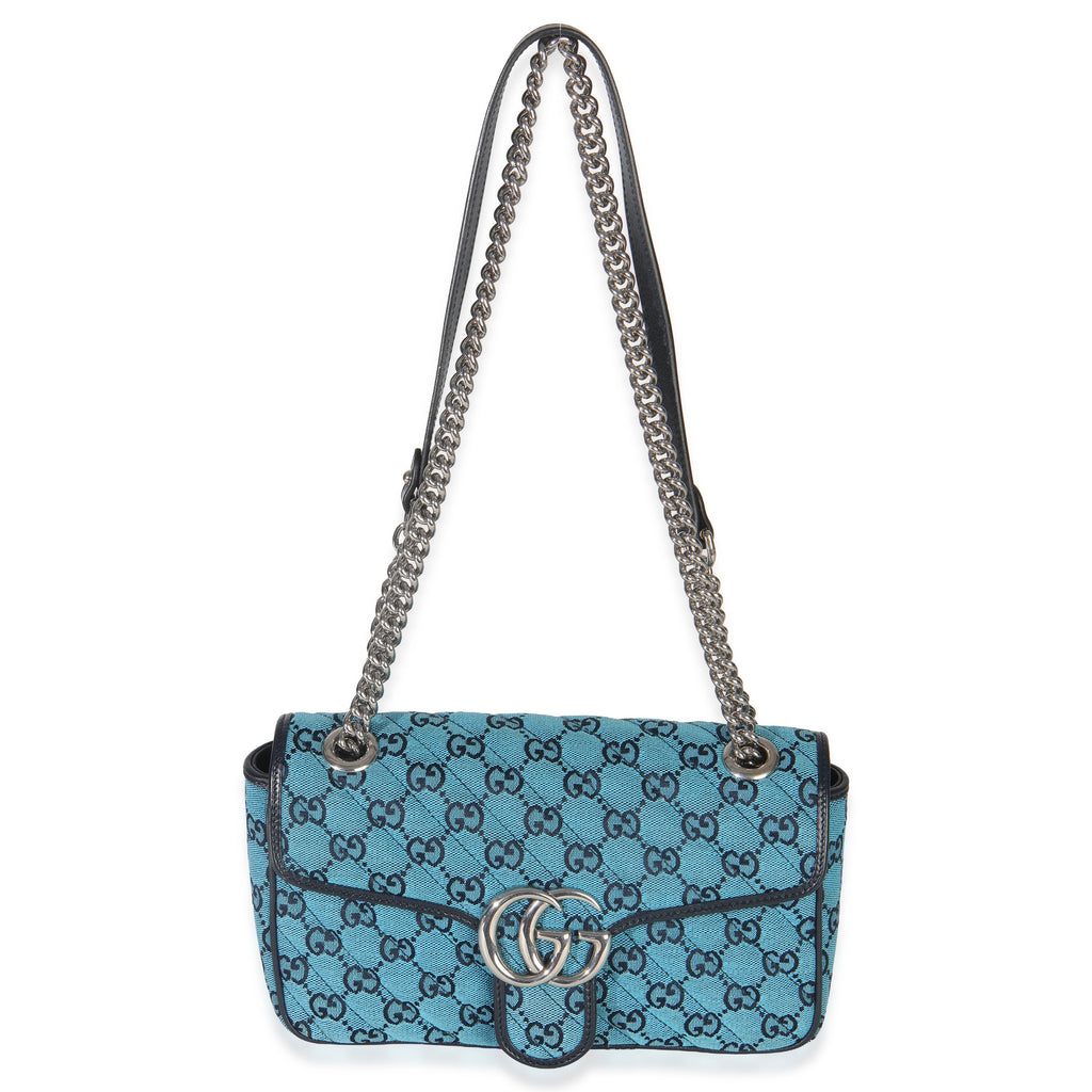 Blue GG Canvas Diagonal Small GG Marmont Bag