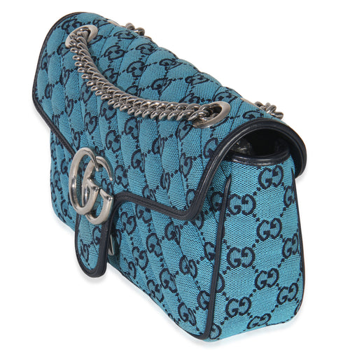 Blue GG Canvas Diagonal Small GG Marmont Bag