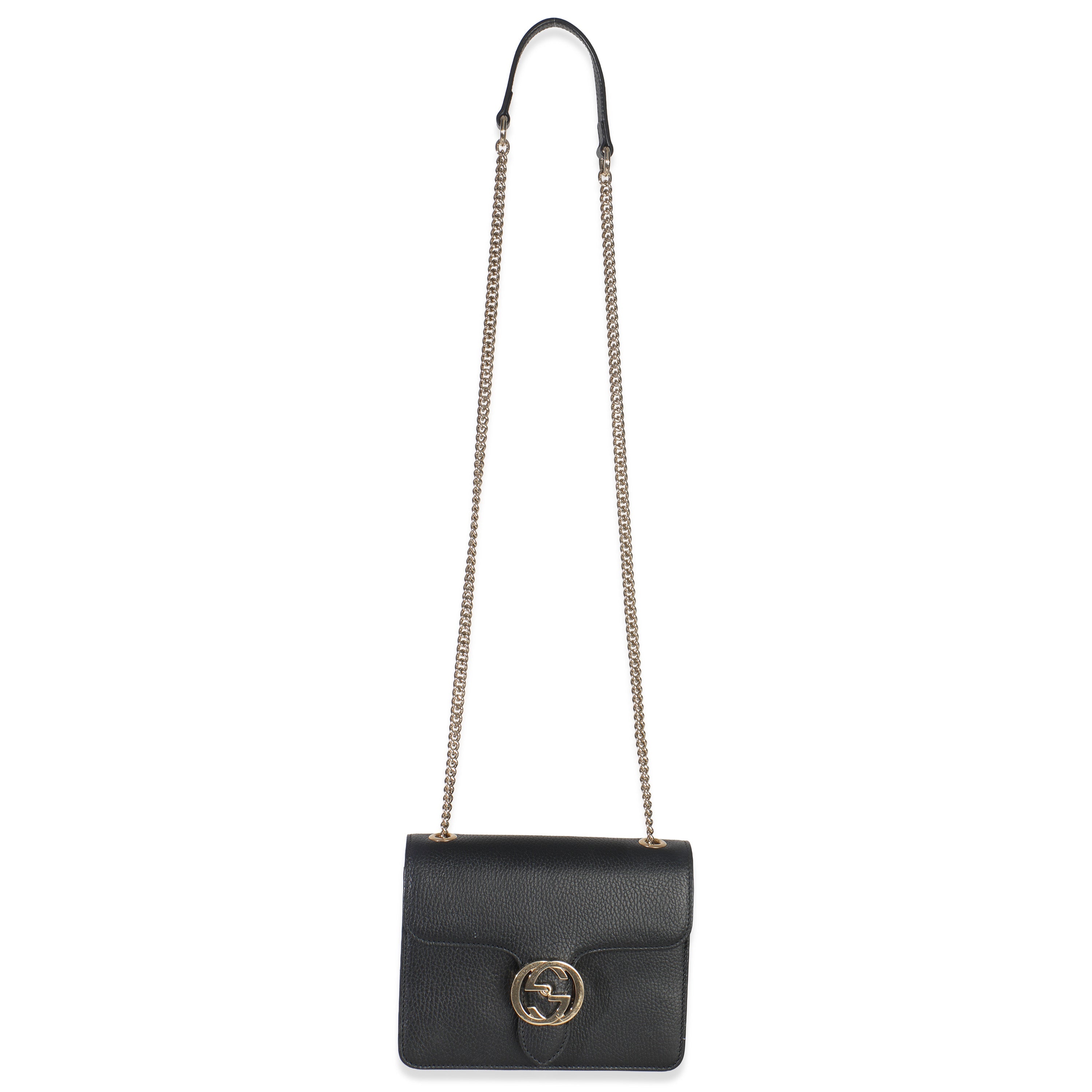 Black Dollar Calfskin Interlocking G Small Bag