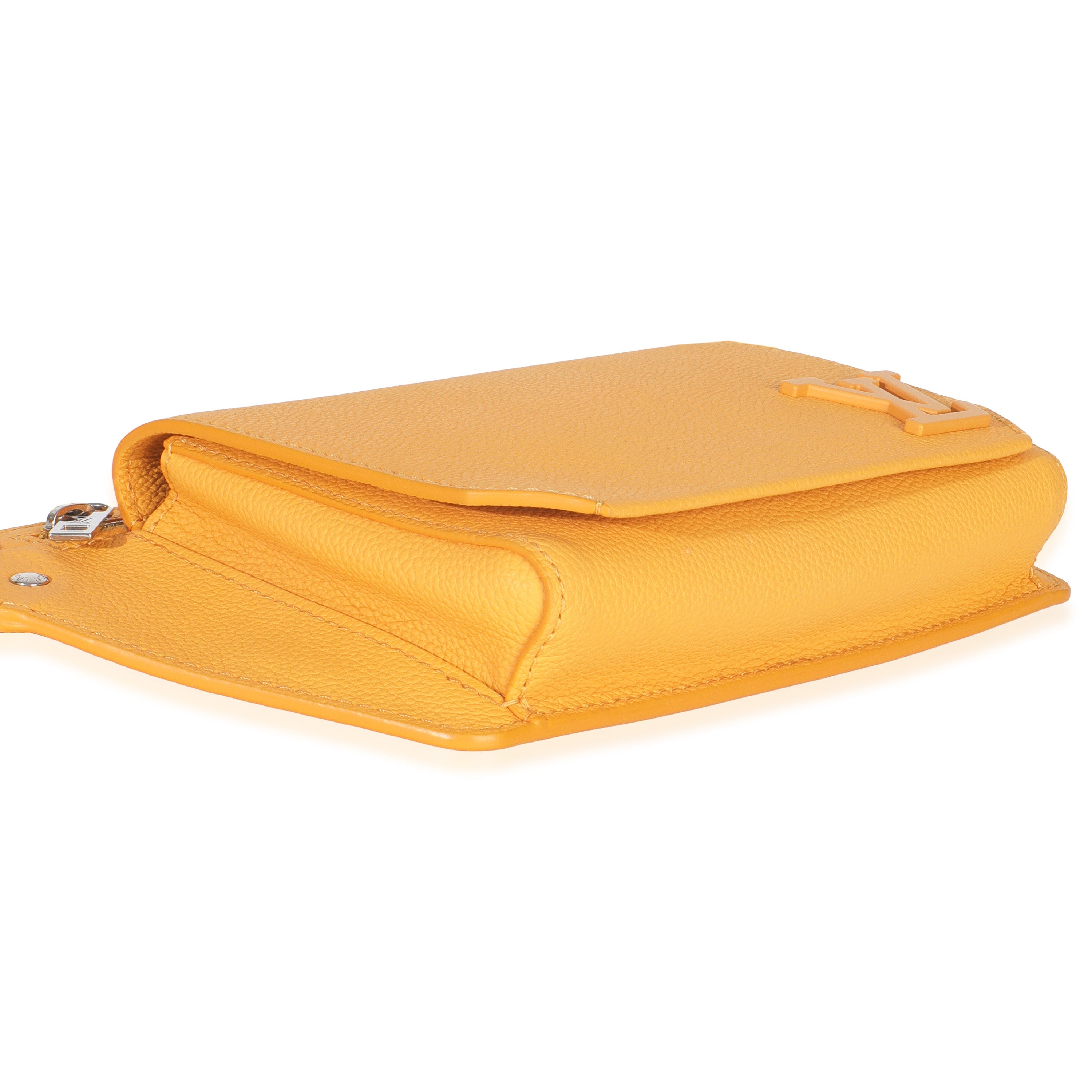 Safran Yellow Grained Calfskin Aerogram Takeoff Slingbag