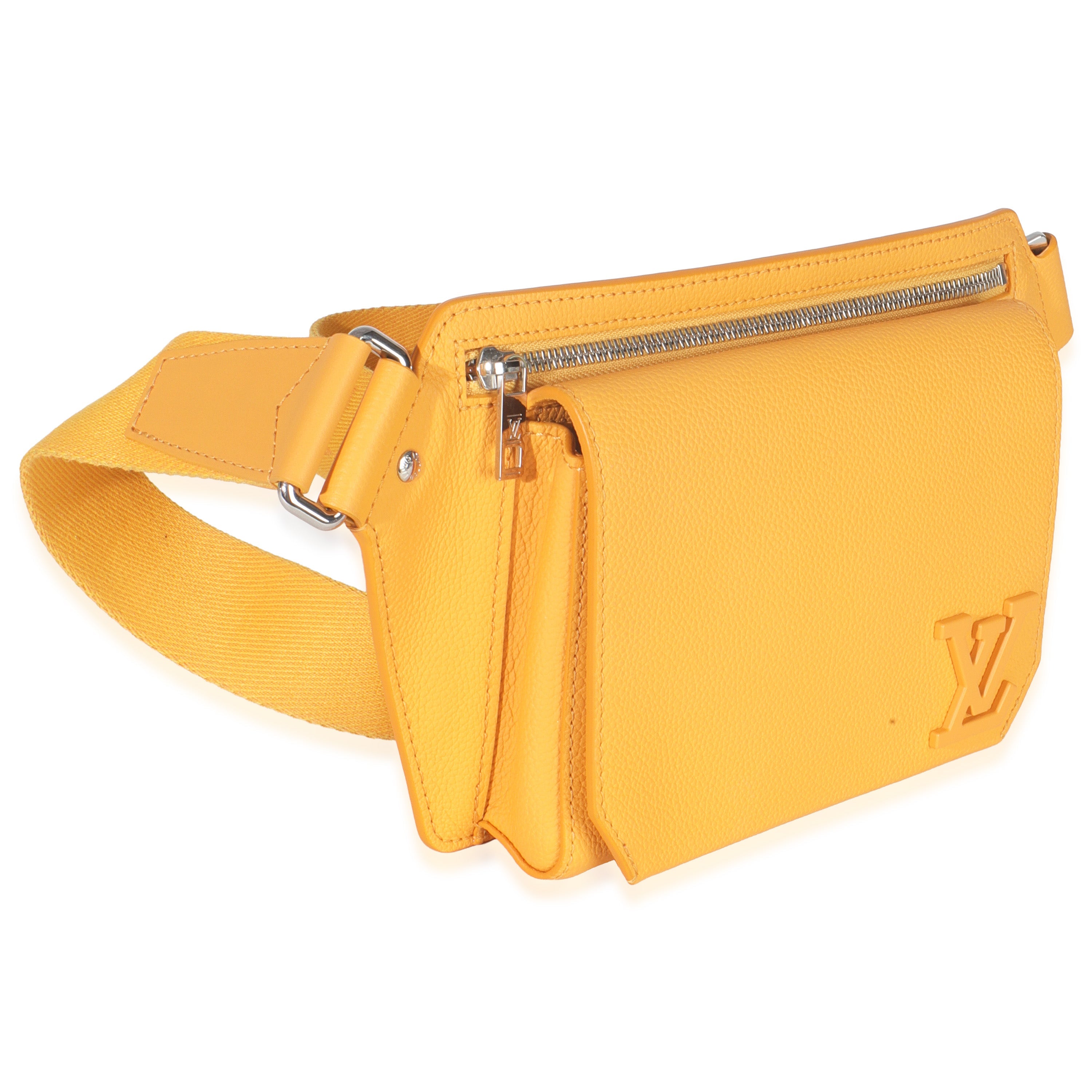 Safran Yellow Grained Calfskin Aerogram Takeoff Slingbag