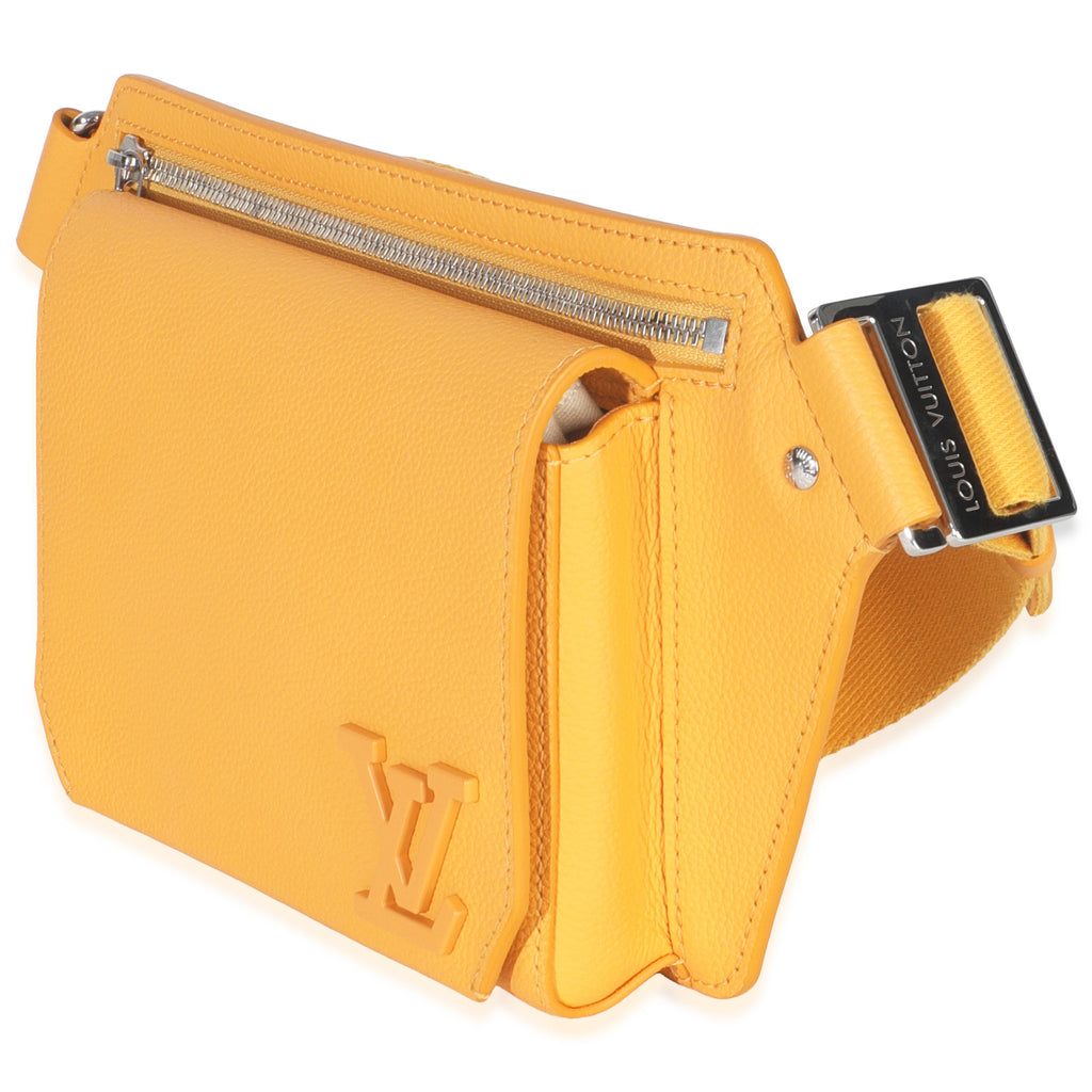 Safran Yellow Grained Calfskin Aerogram Takeoff Slingbag