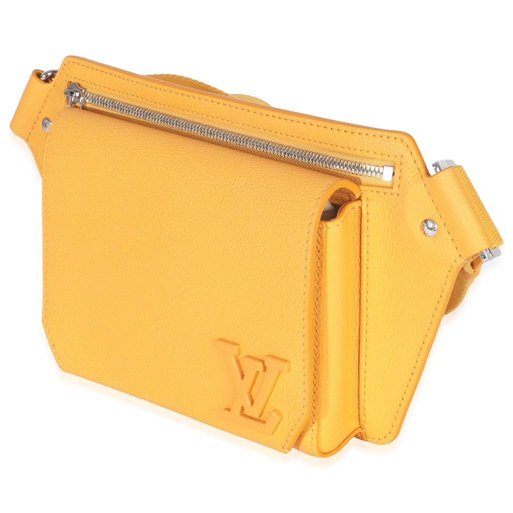 Safran Yellow Grained Calfskin Aerogram Takeoff Slingbag