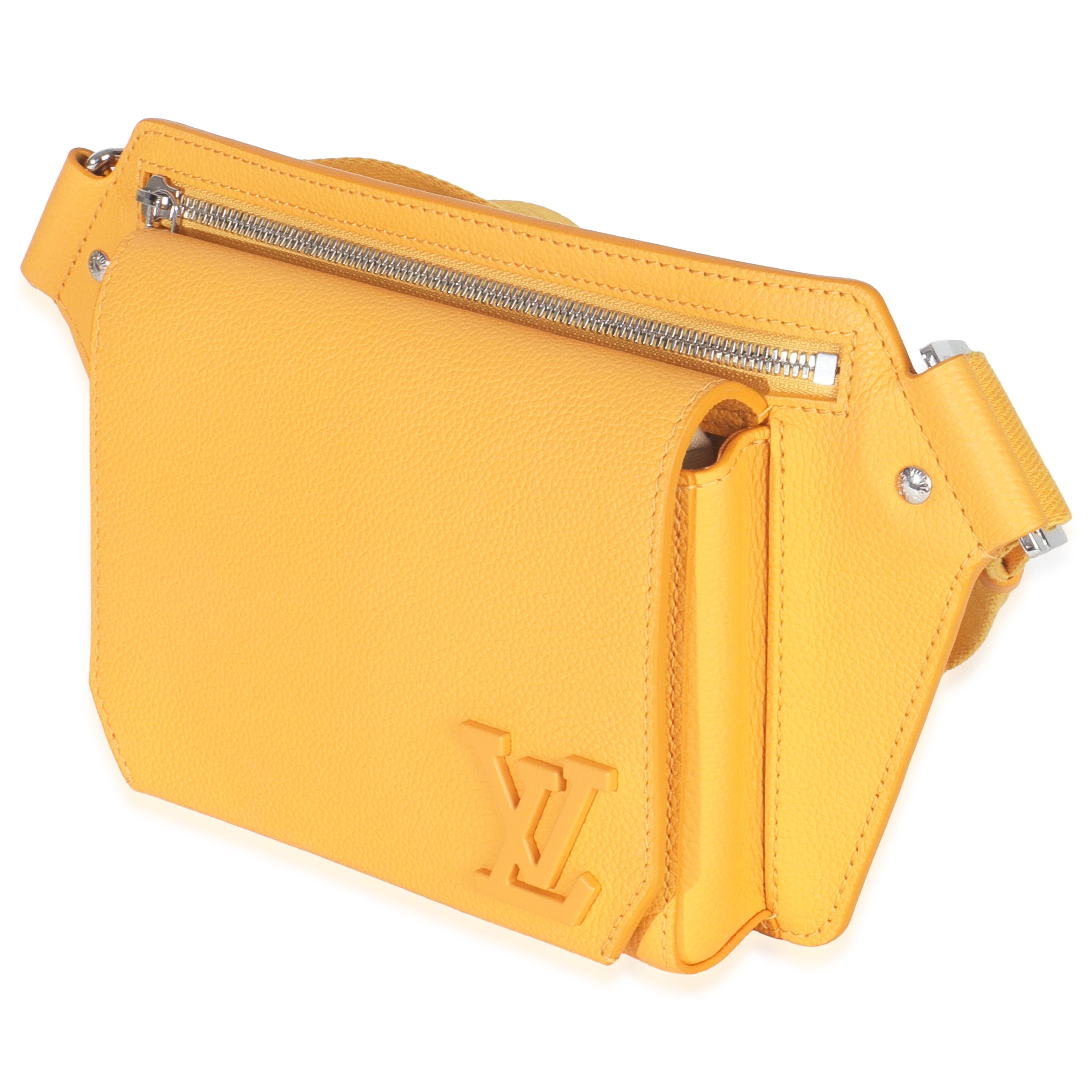 Safran Yellow Grained Calfskin Aerogram Takeoff Slingbag