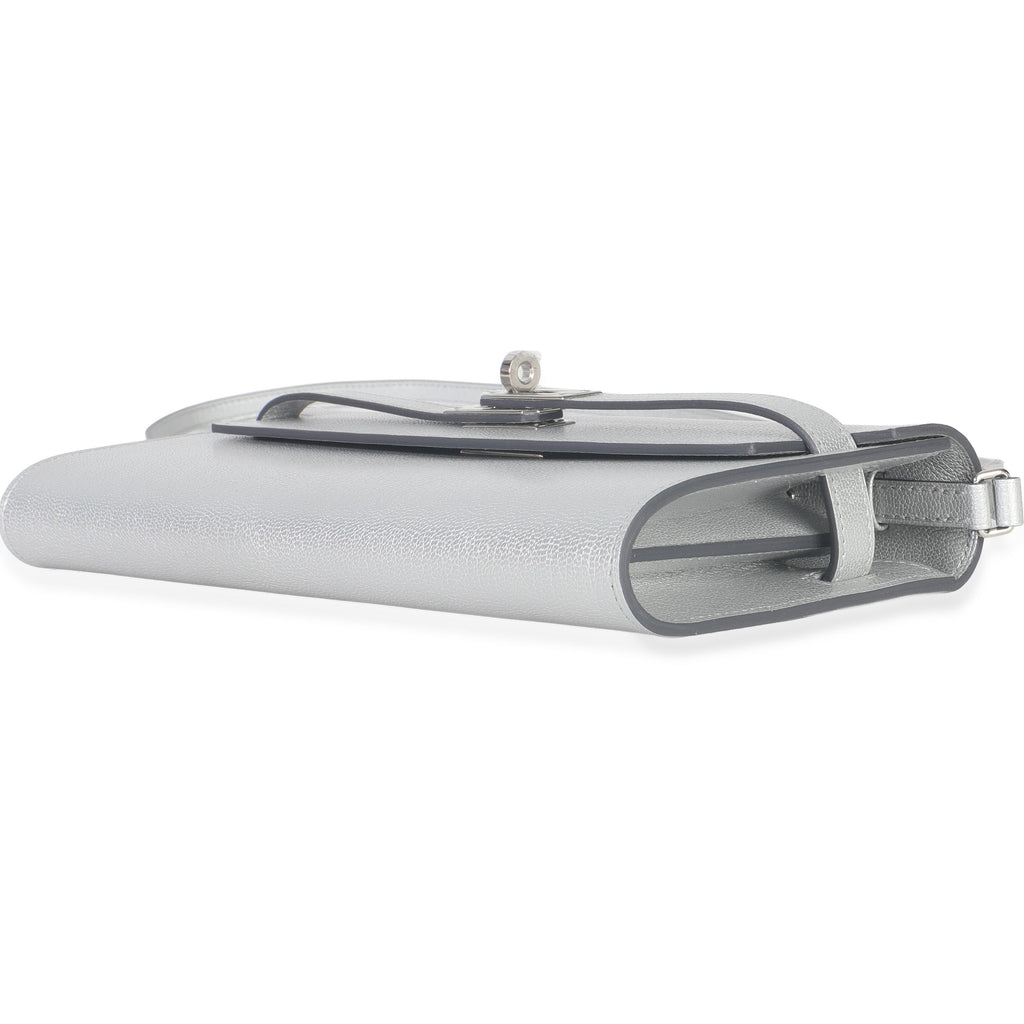 Argent Metallic Chevre Chamkilight Kelly Wallet To Go PHW