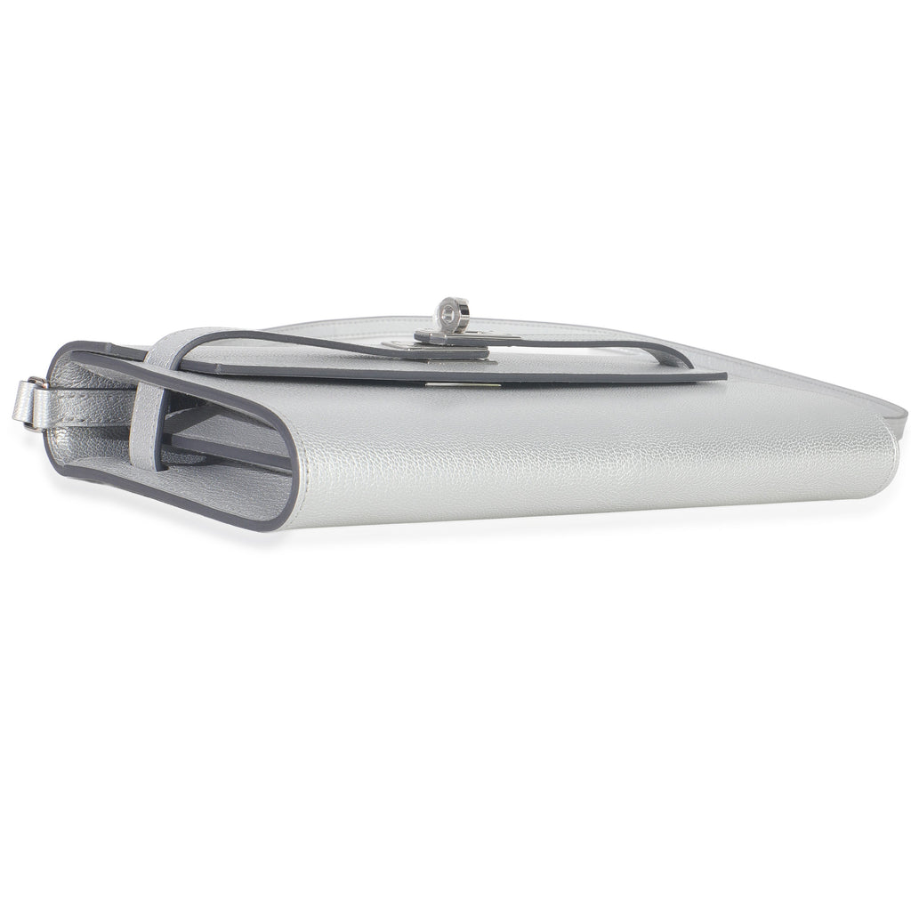 Argent Metallic Chevre Chamkilight Kelly Wallet To Go PHW