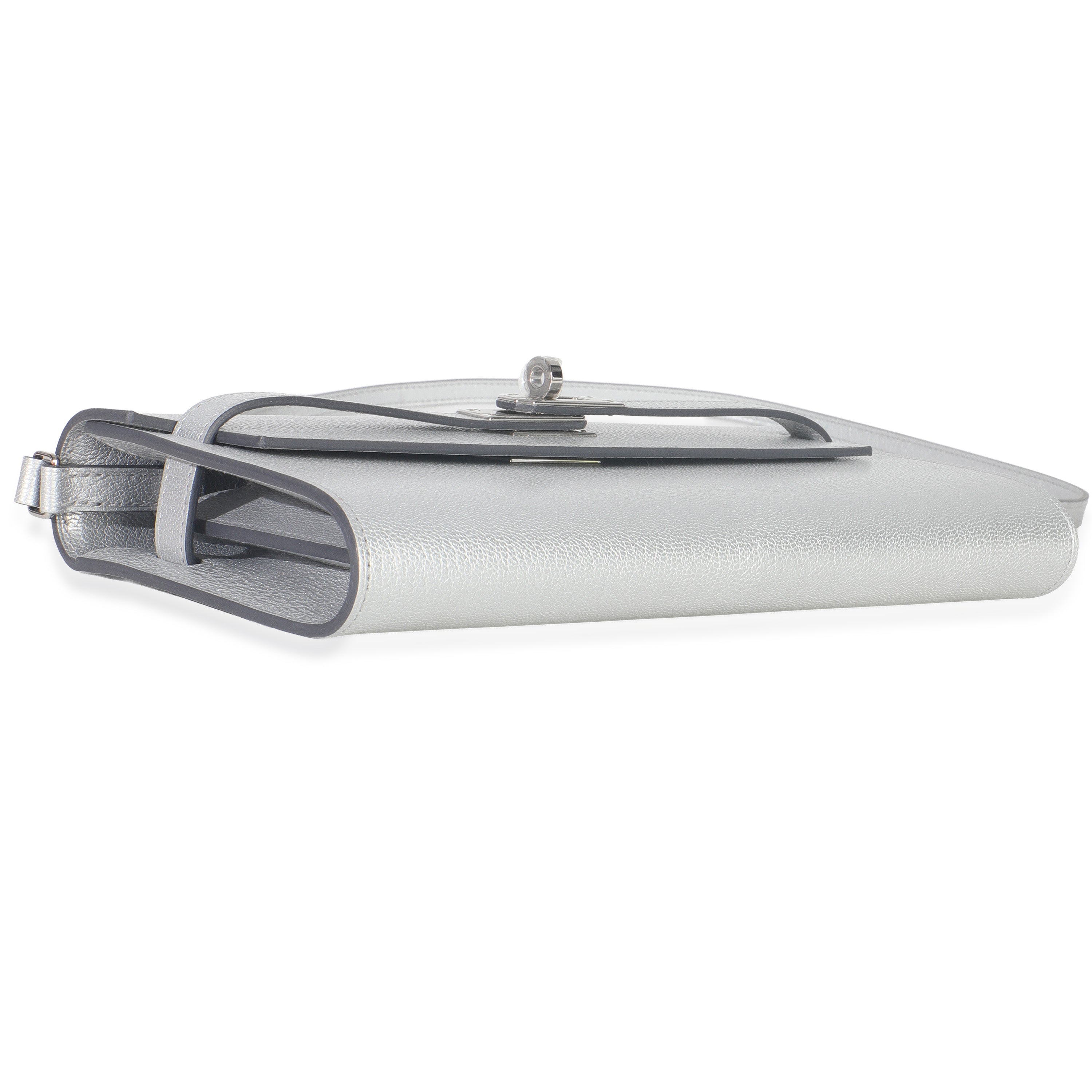 Argent Metallic Chevre Chamkilight Kelly Wallet To Go PHW