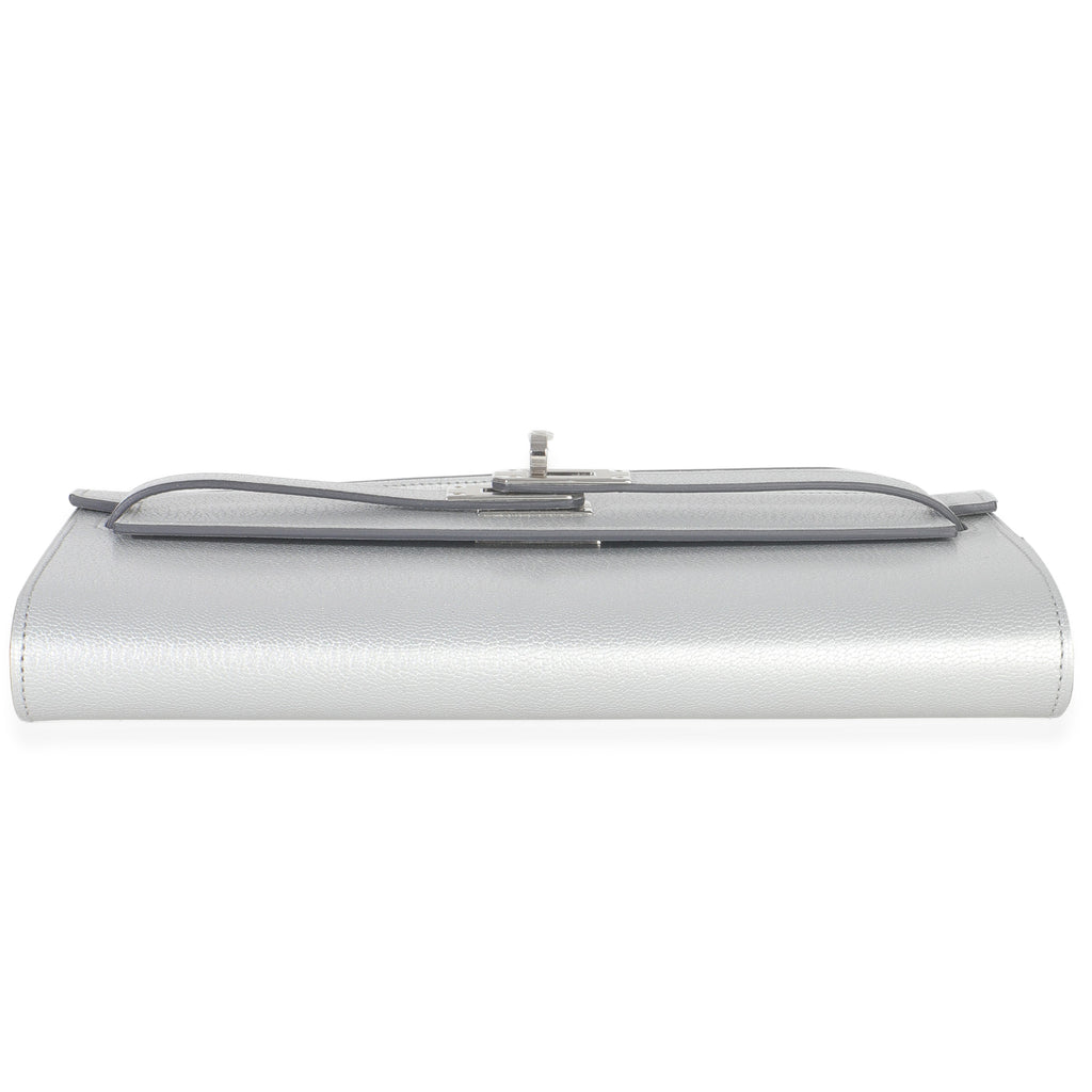Argent Metallic Chevre Chamkilight Kelly Wallet To Go PHW