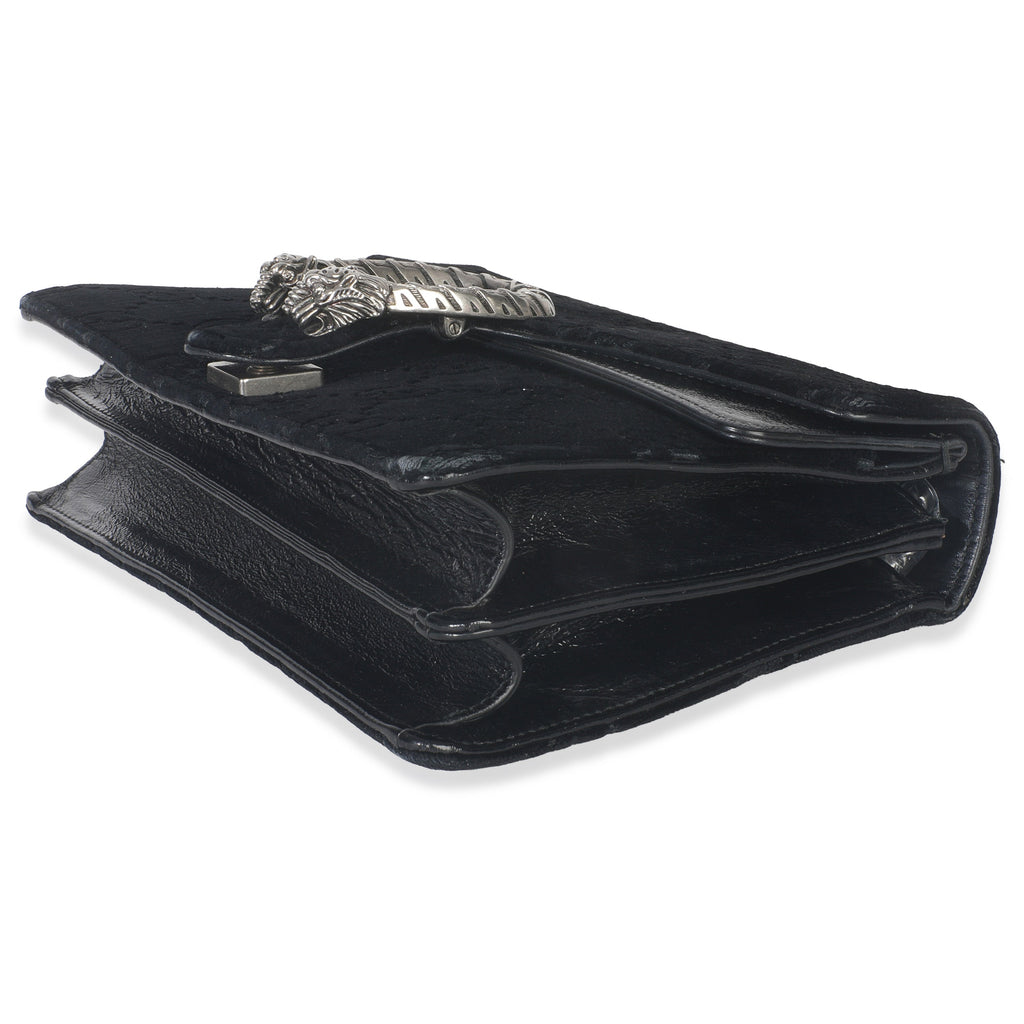 Black GG Embossed Velvet Small Dionysus Chain Bag