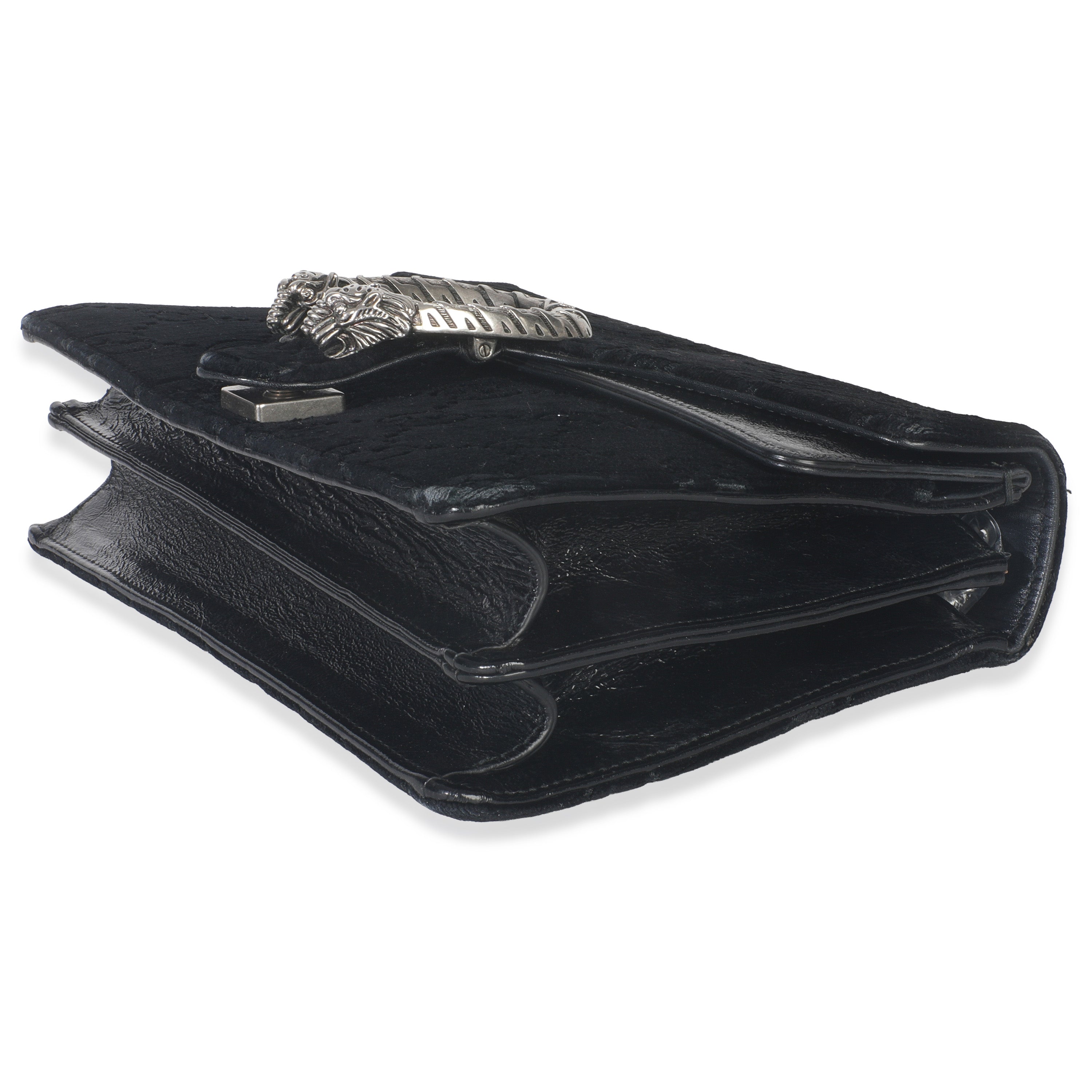 Black GG Embossed Velvet Small Dionysus Chain Bag