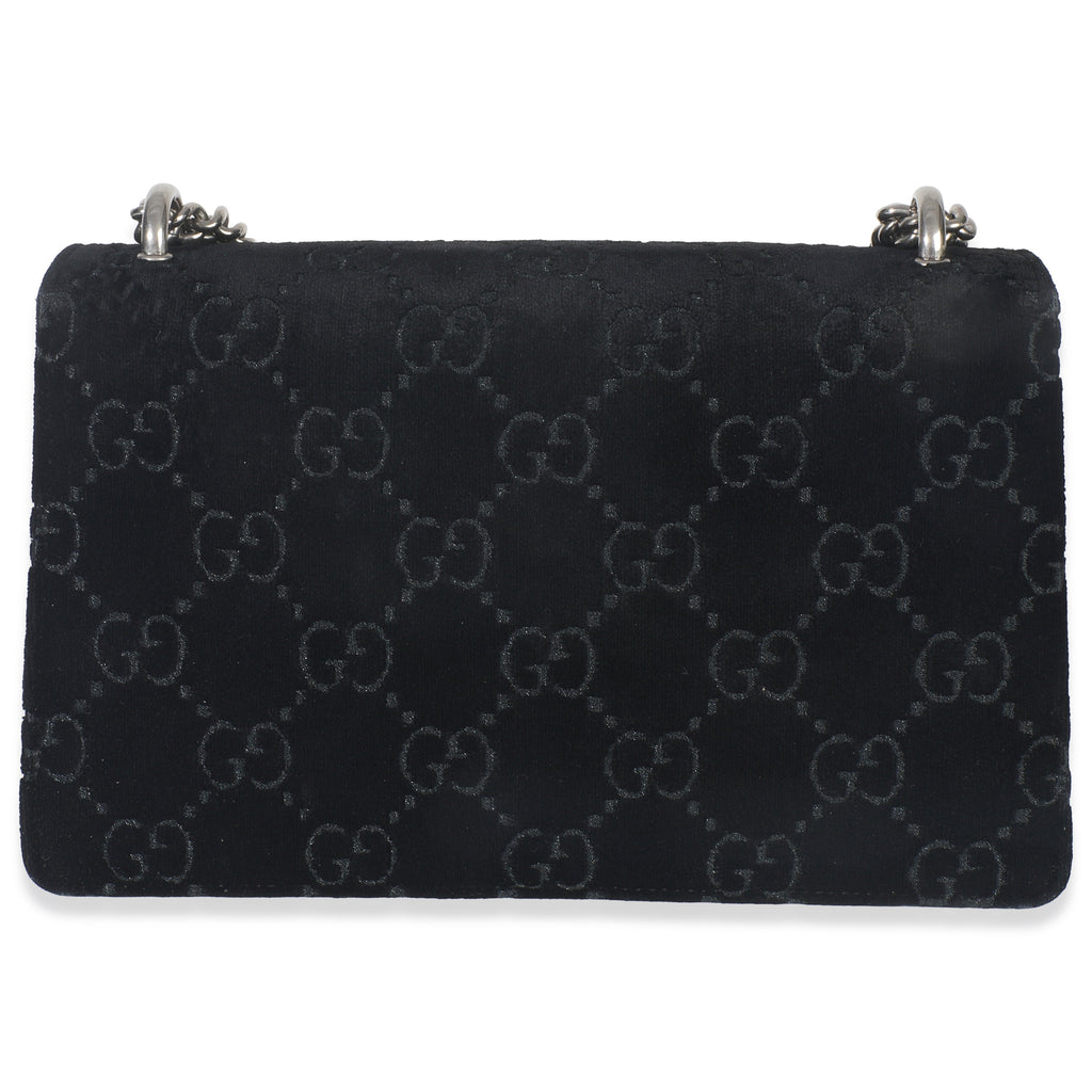 Black GG Embossed Velvet Small Dionysus Chain Bag
