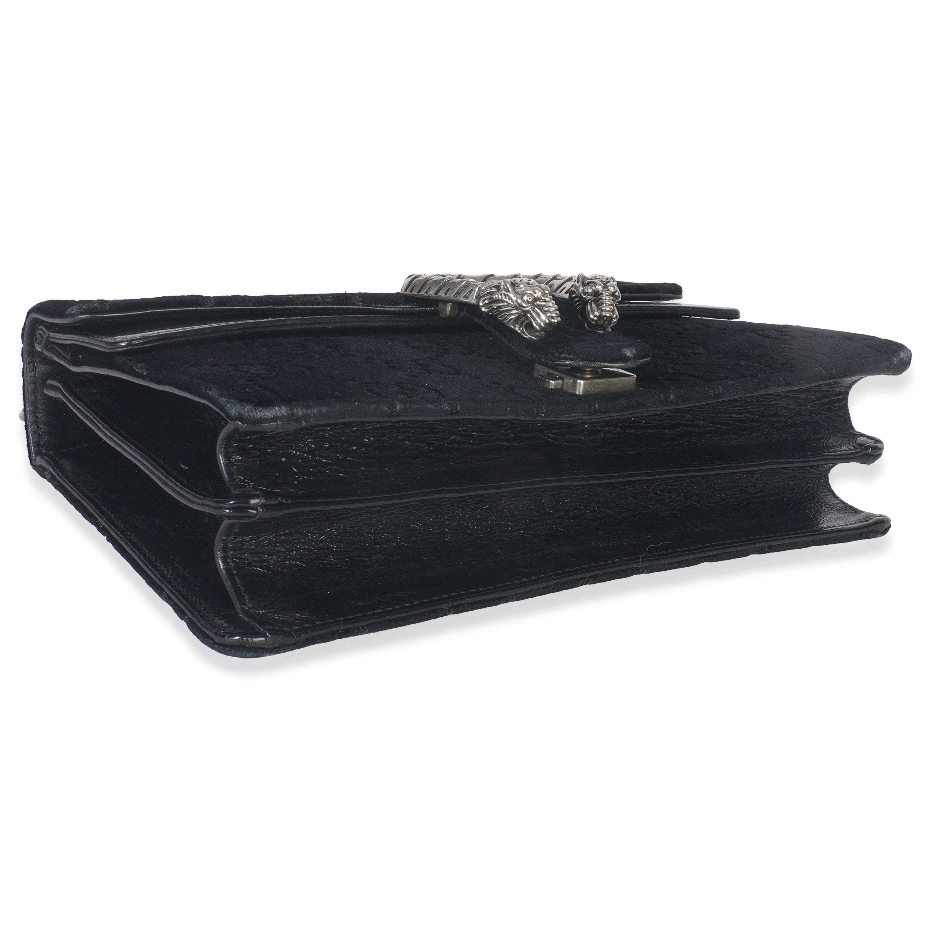 Black GG Embossed Velvet Small Dionysus Chain Bag