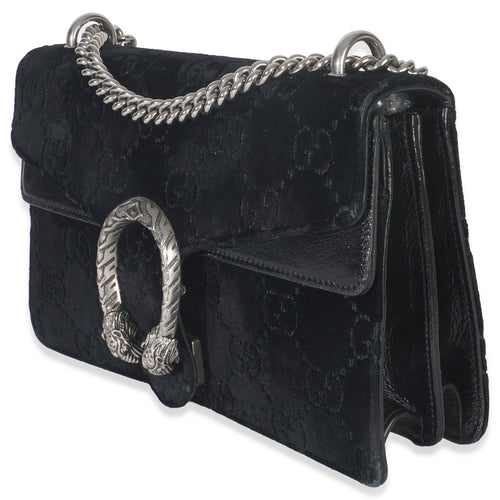 Black GG Embossed Velvet Small Dionysus Chain Bag
