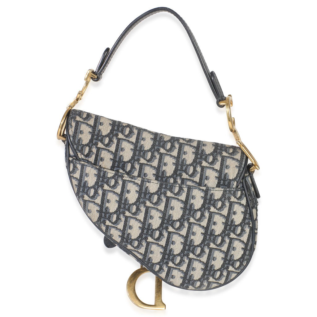 Navy Oblique Canvas Mini Saddle Bag