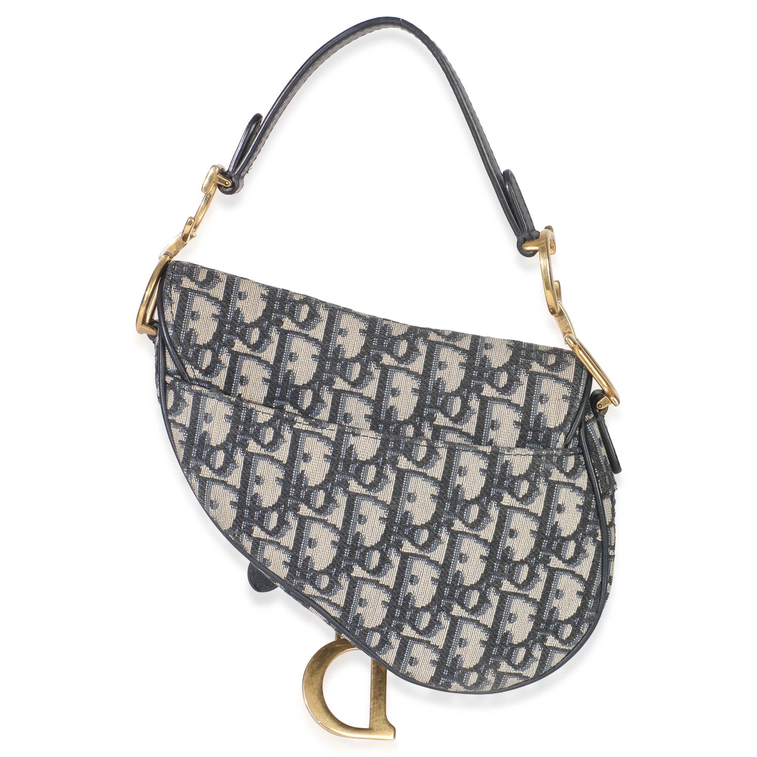 Navy Oblique Canvas Mini Saddle Bag