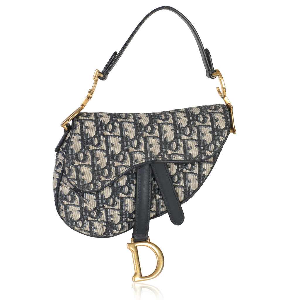 Navy Oblique Canvas Mini Saddle Bag