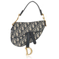 Navy Oblique Canvas Mini Saddle Bag