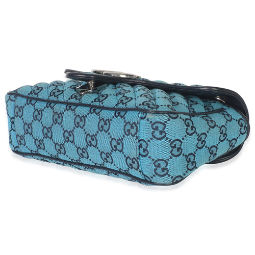 Blue Matelasse Canvas Diagonal Small GG Marmont Shoulder Bag