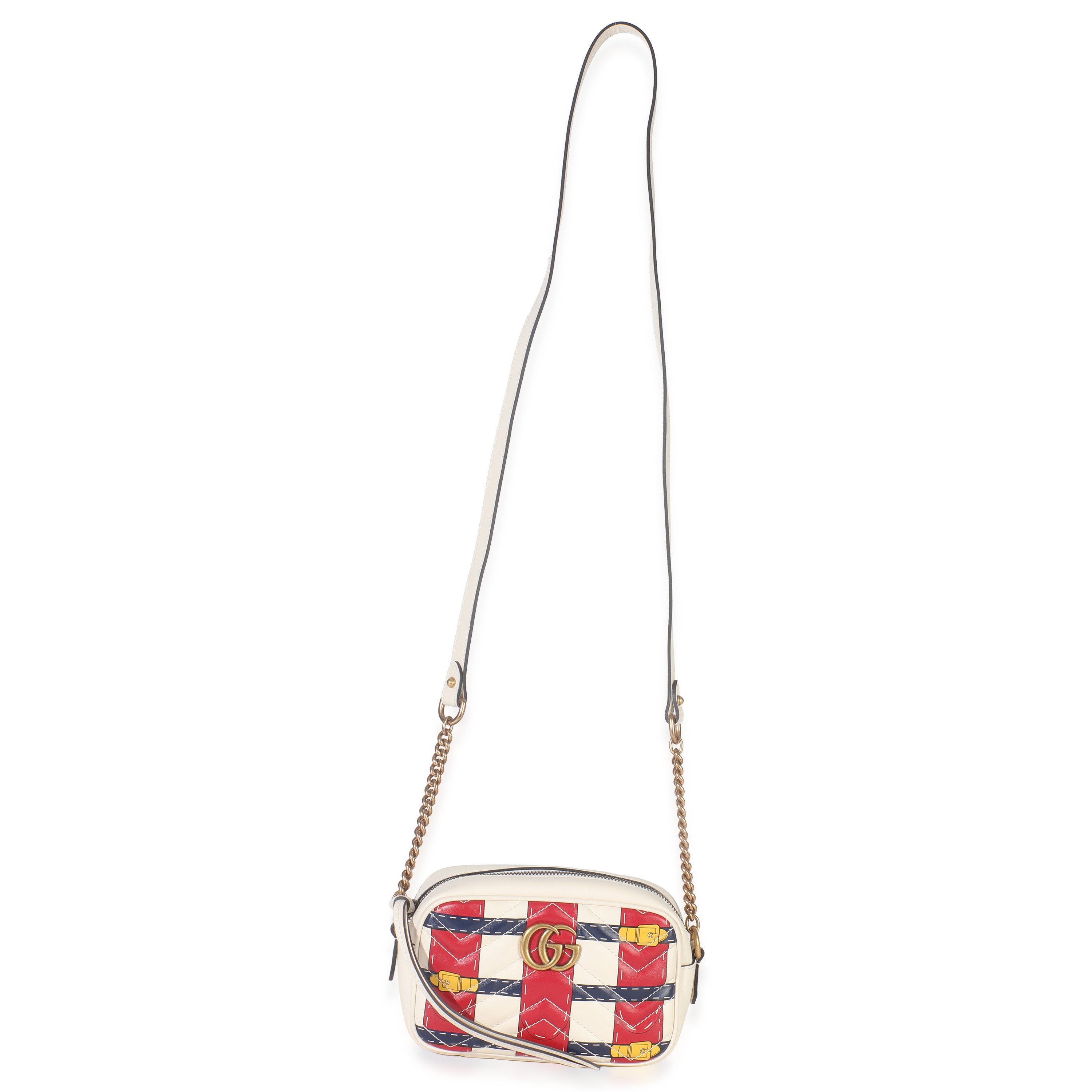 Trompe LOeil Print Calfskin Matelasse Small GG Marmont Camera Bag