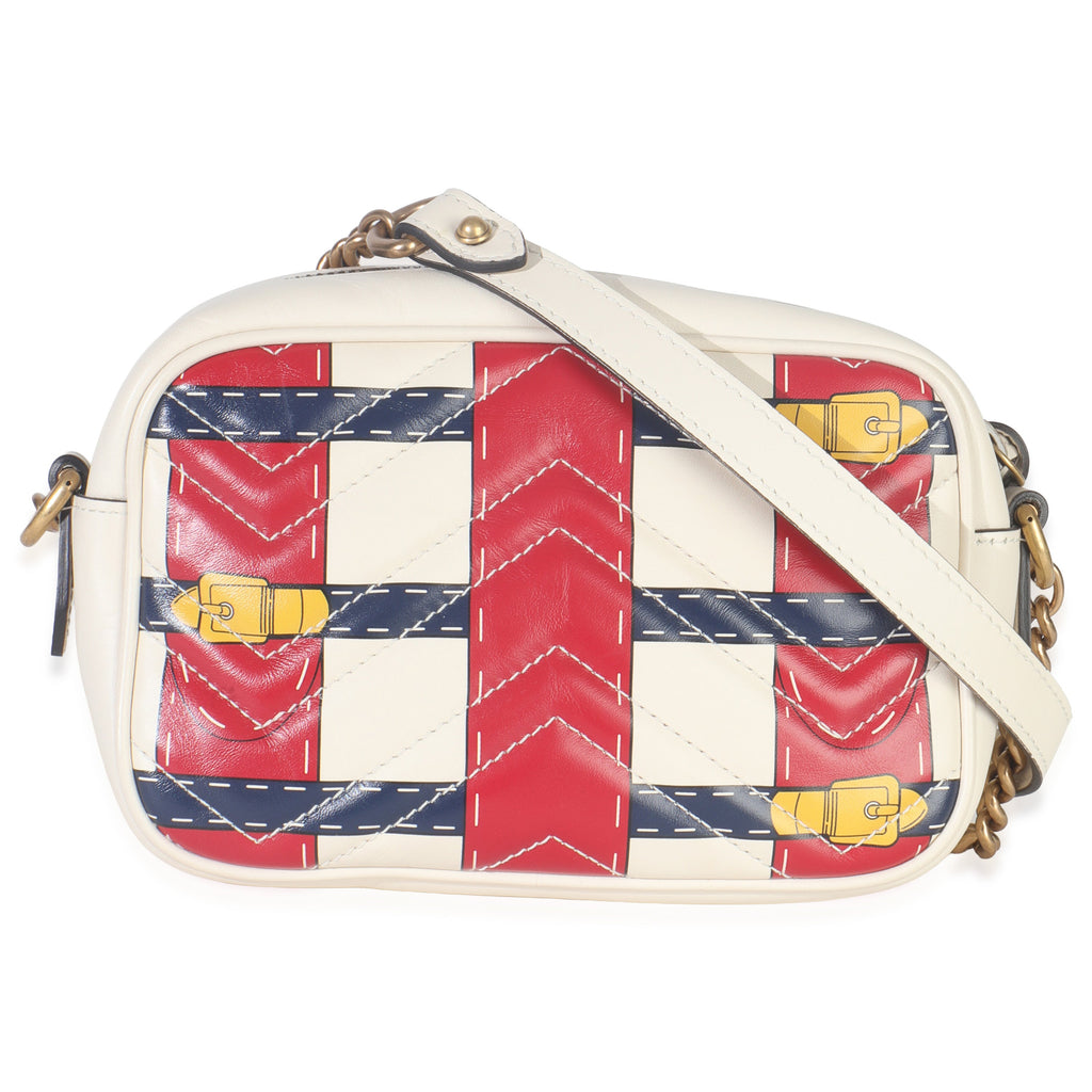 Trompe LOeil Print Calfskin Matelasse Small GG Marmont Camera Bag