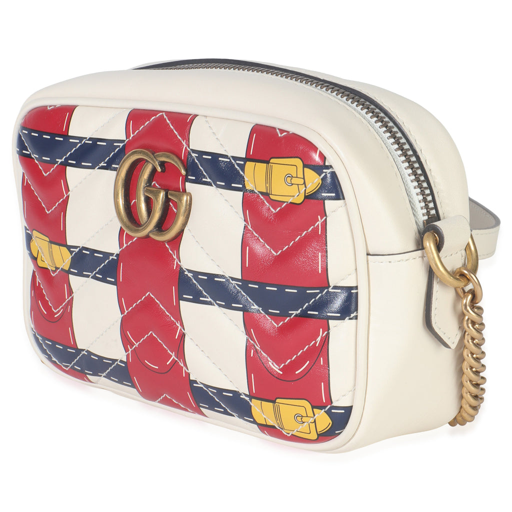 Trompe LOeil Print Calfskin Matelasse Small GG Marmont Camera Bag
