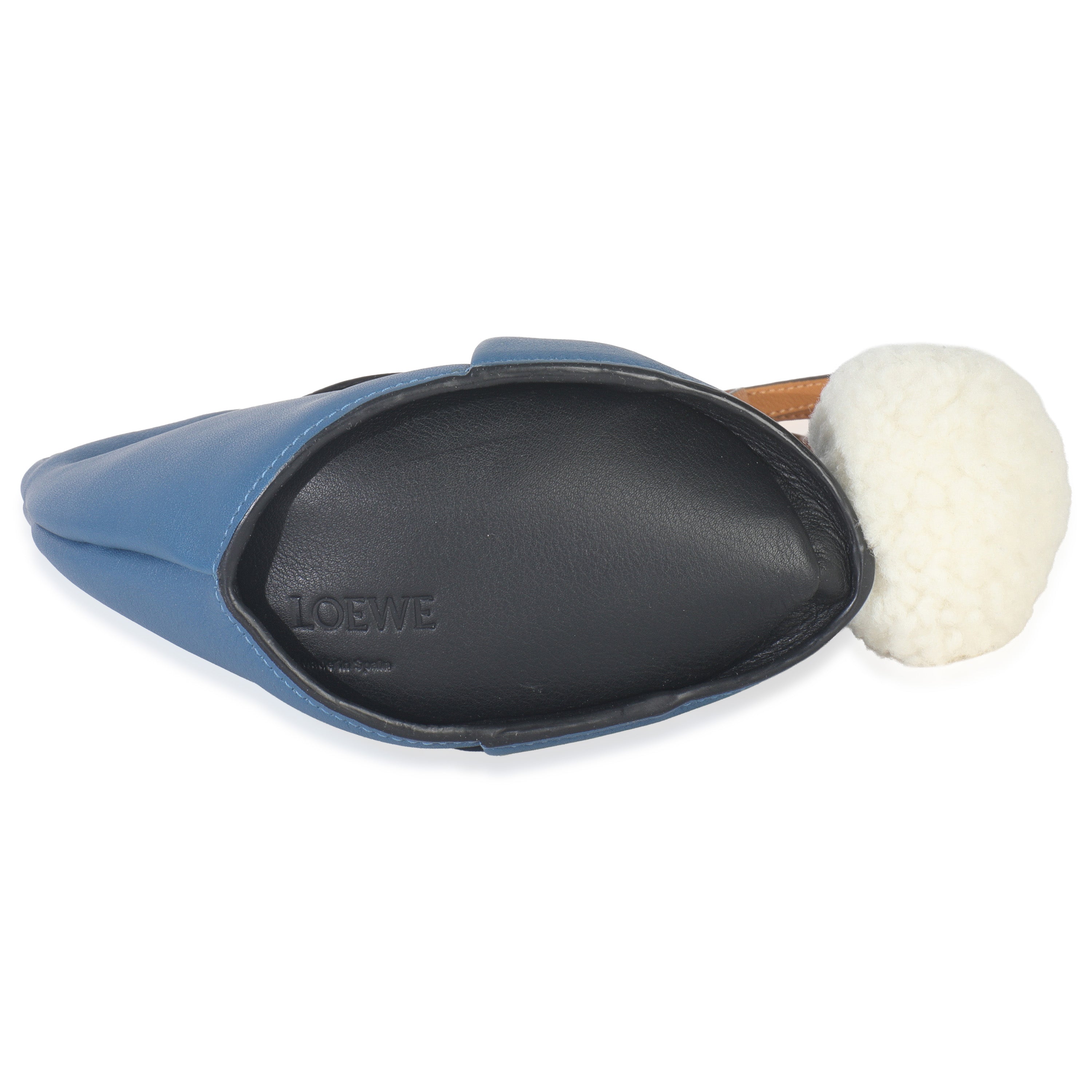 Blue Calfskin Shearling Mini Bunny Crossbody