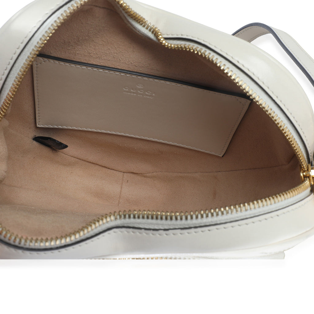 Creme Matelasse Calfskin Diagonal Mini Interlocking G Heart Bag