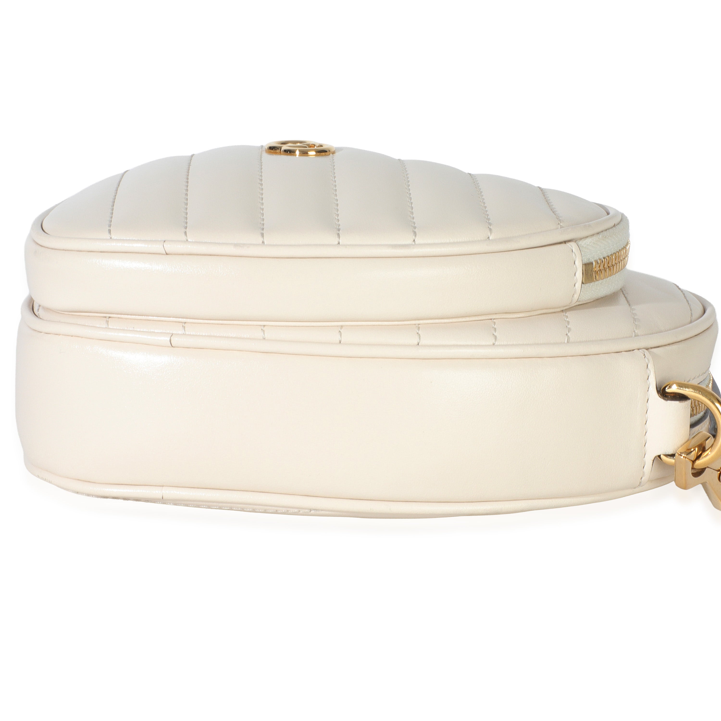 Creme Matelasse Calfskin Diagonal Mini Interlocking G Heart Bag