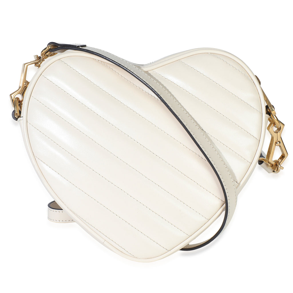 Creme Matelasse Calfskin Diagonal Mini Interlocking G Heart Bag