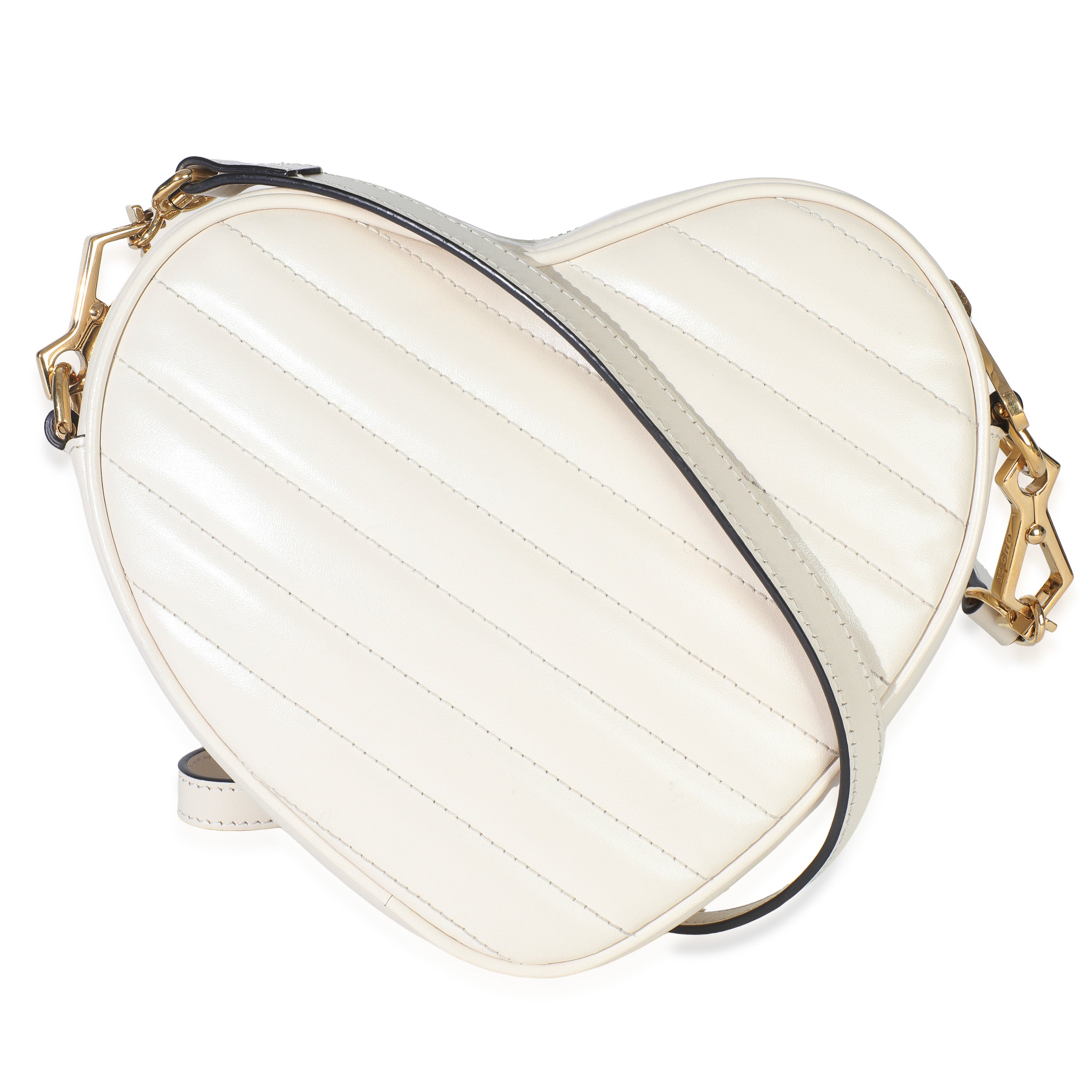 Creme Matelasse Calfskin Diagonal Mini Interlocking G Heart Bag