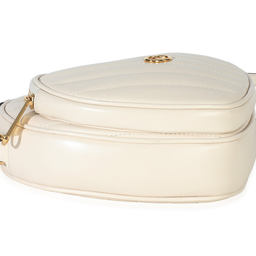 Creme Matelasse Calfskin Diagonal Mini Interlocking G Heart Bag