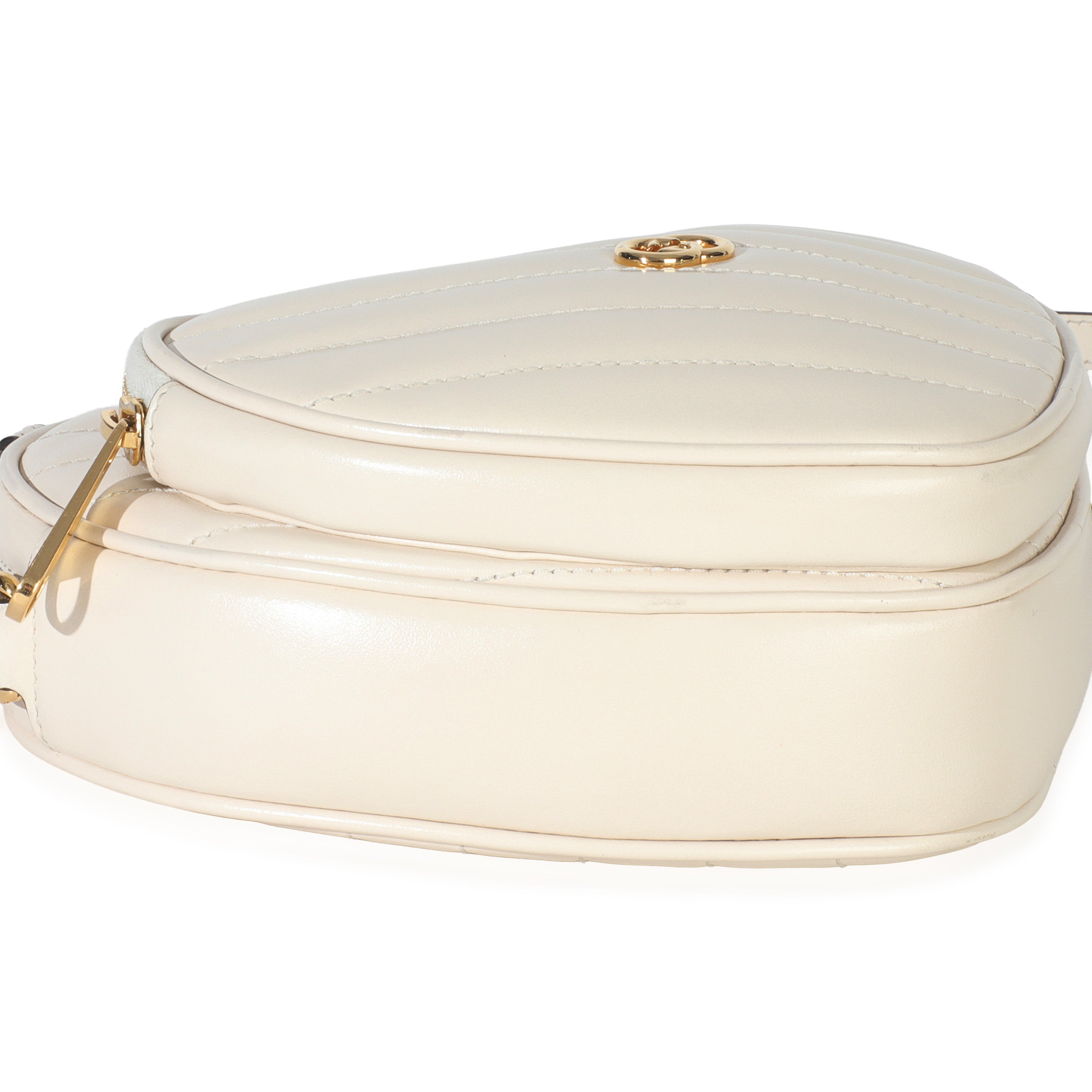 Creme Matelasse Calfskin Diagonal Mini Interlocking G Heart Bag