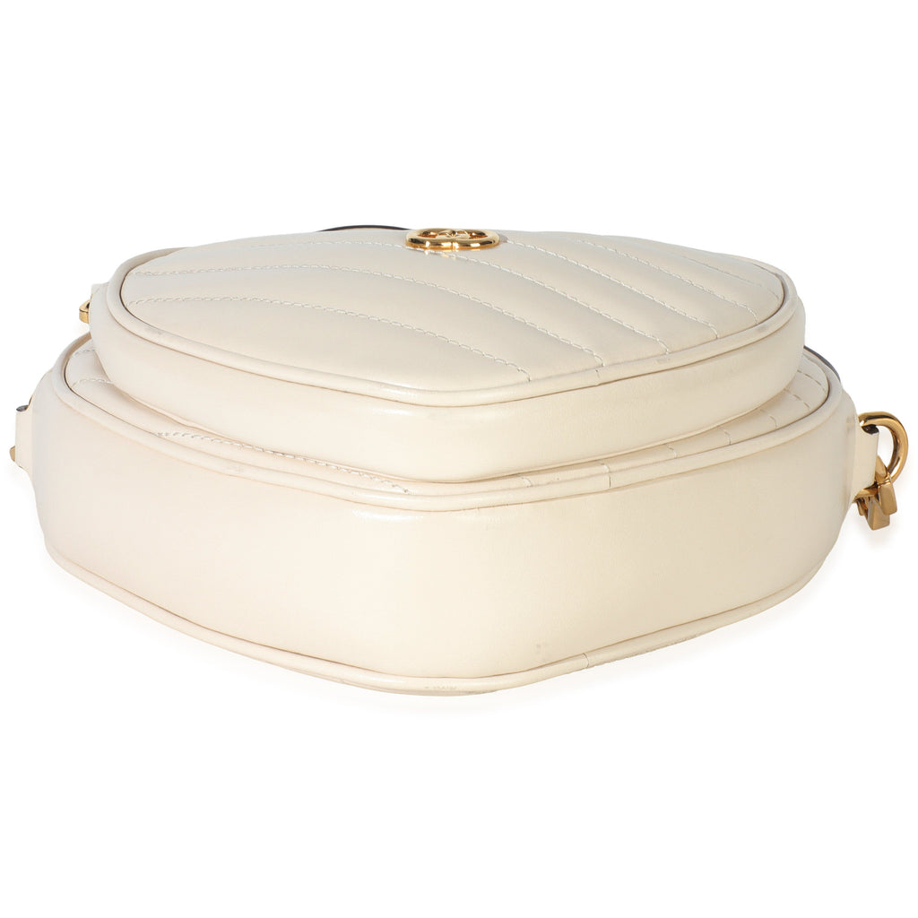 Creme Matelasse Calfskin Diagonal Mini Interlocking G Heart Bag