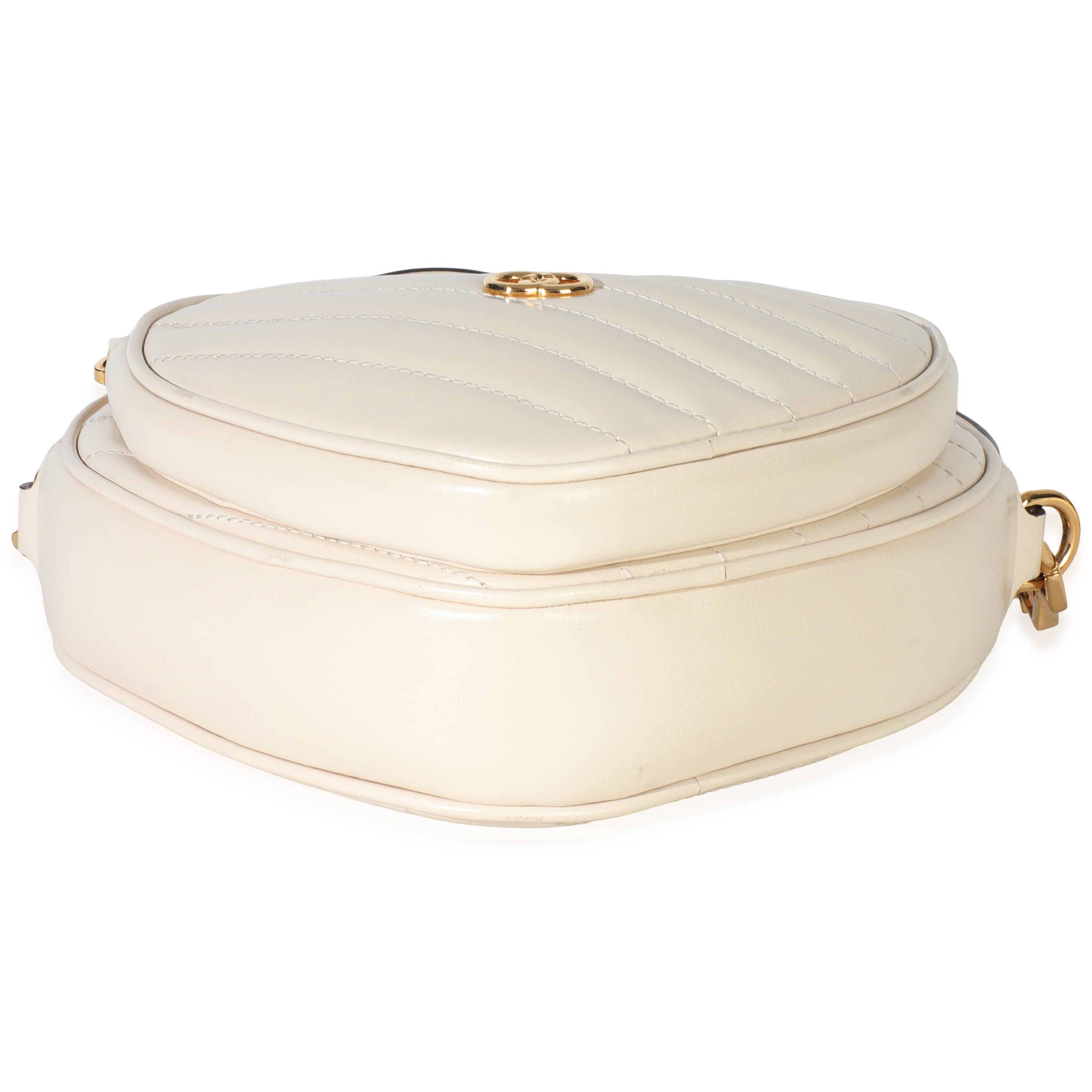 Creme Matelasse Calfskin Diagonal Mini Interlocking G Heart Bag