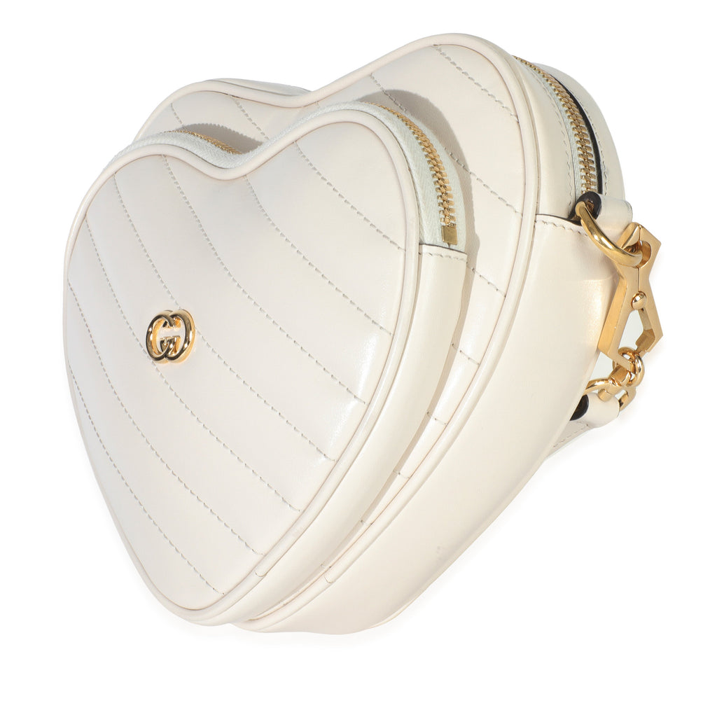 Creme Matelasse Calfskin Diagonal Mini Interlocking G Heart Bag