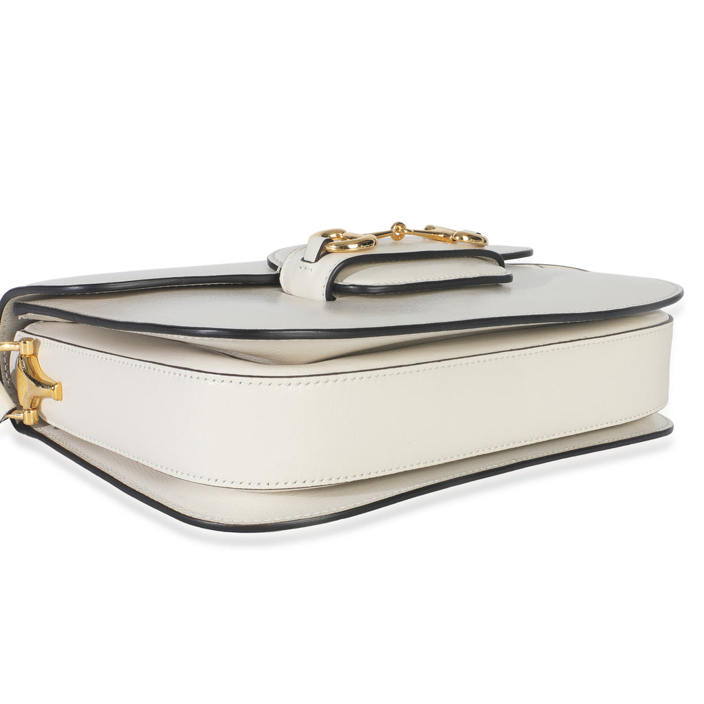 Mystic White Azalea Calfskin Horsebit Small 1955 Shoulder Bag
