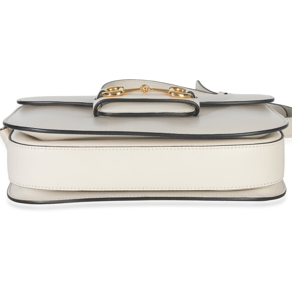 Mystic White Azalea Calfskin Horsebit Small 1955 Shoulder Bag